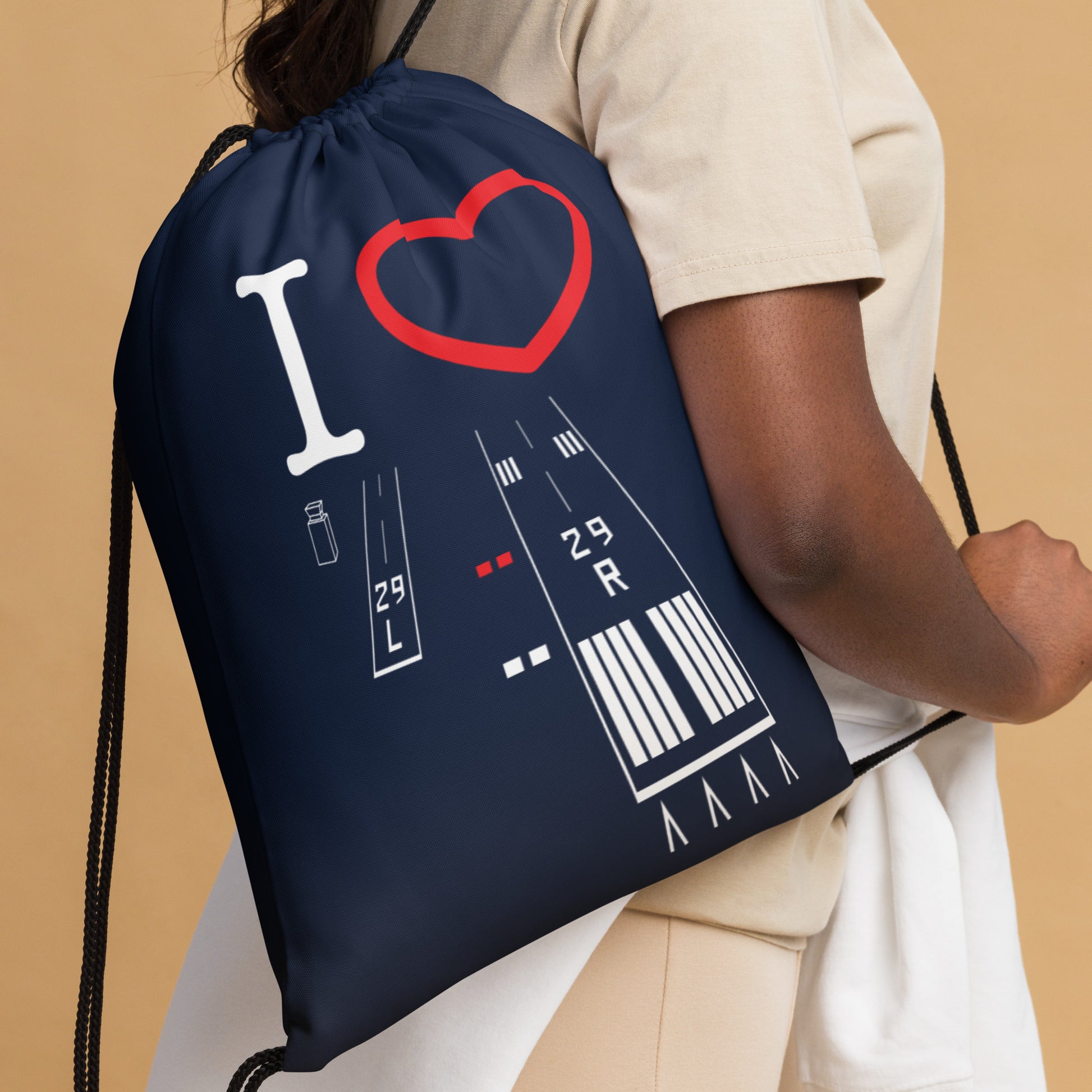 Torrance Airport Runways 29L - 29R / 11L - 11R drawstring bag (navy)
