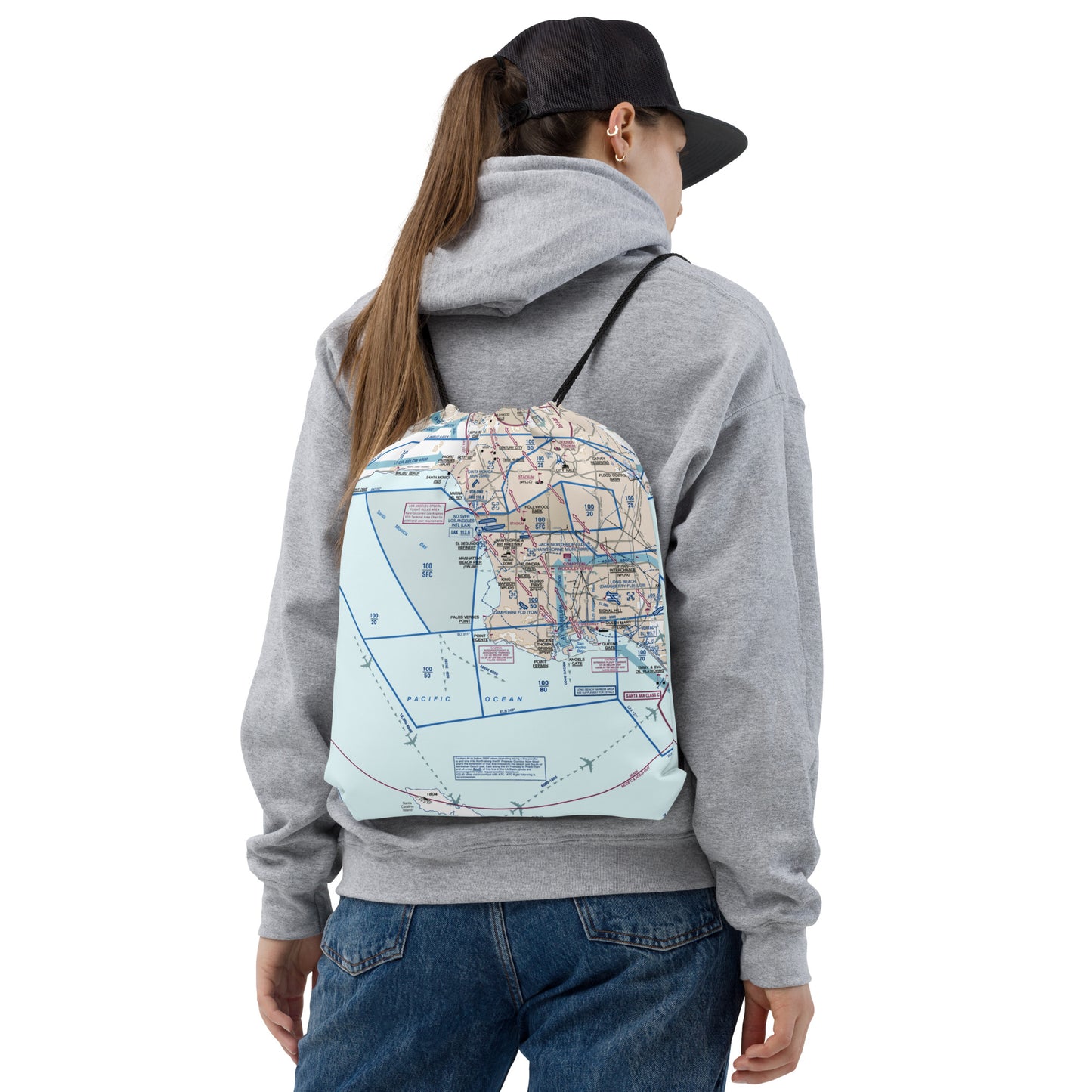 Los Angeles Flyway Chart drawstring bag