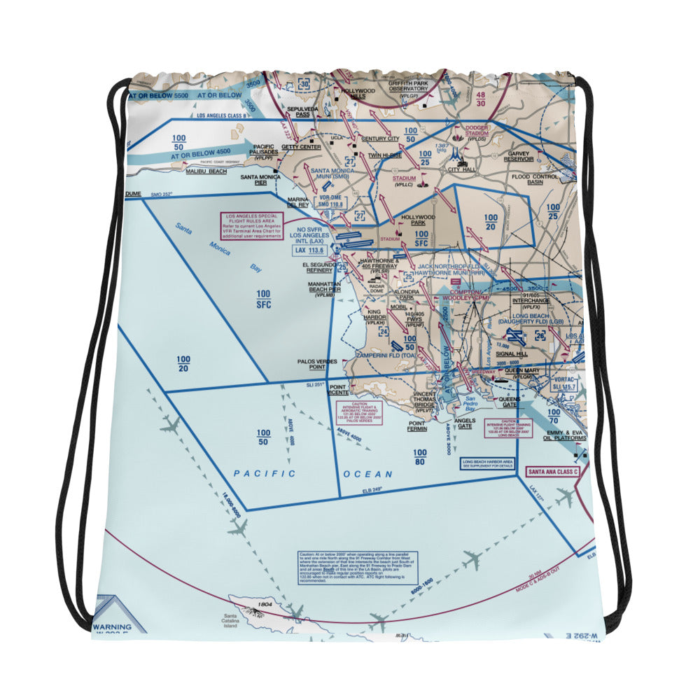 Los Angeles Flyway Chart drawstring bag