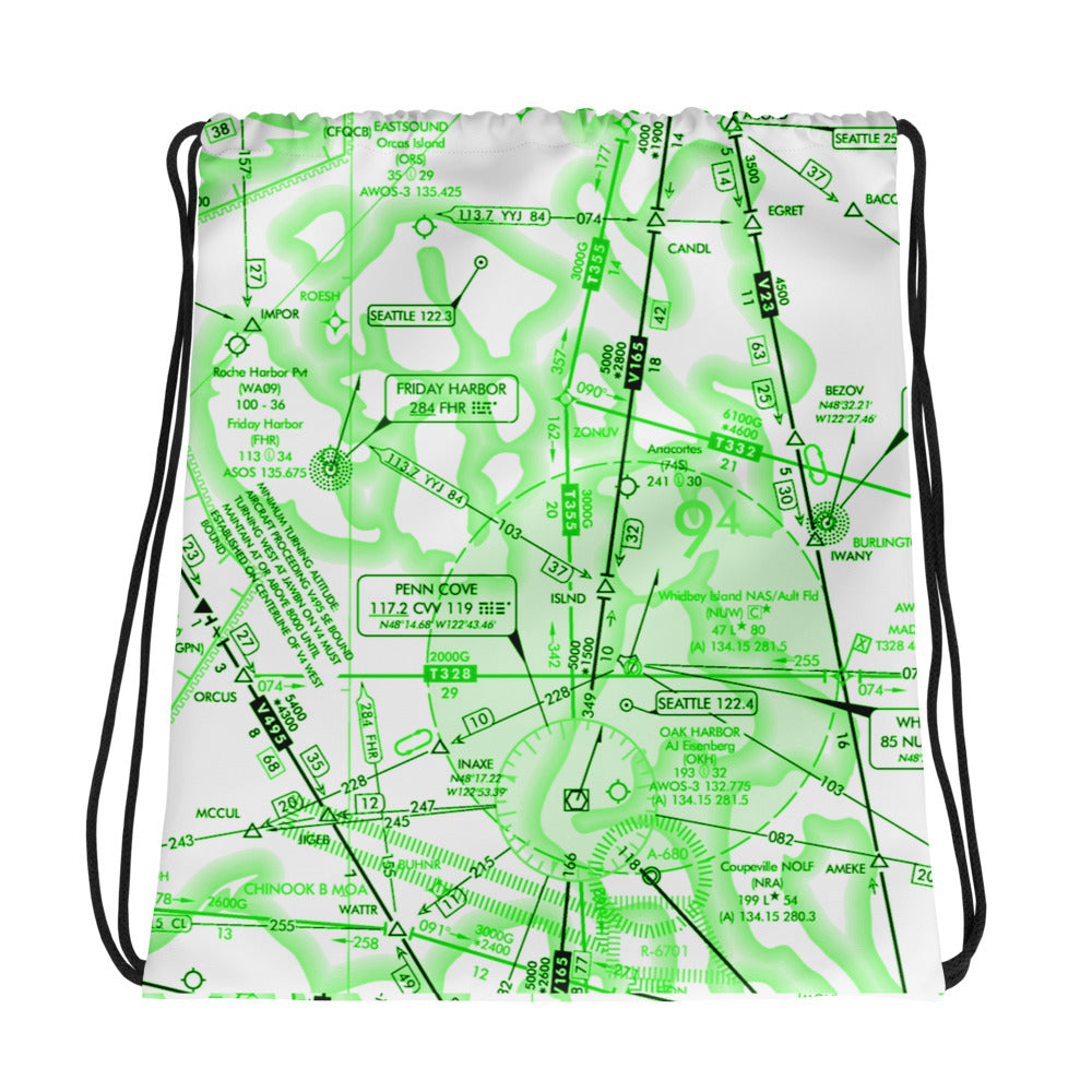 Enroute Low Altitude Chart drawstring bag (ELUS1/green&white)