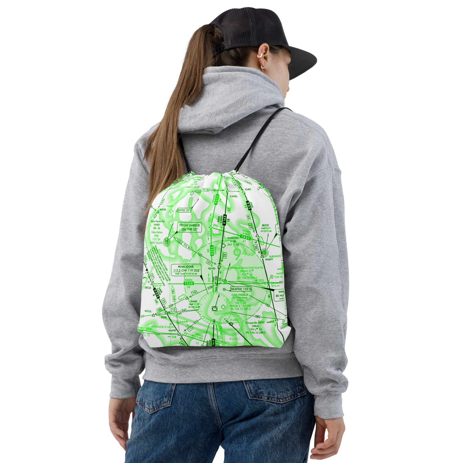 Enroute Low Altitude Chart drawstring bag (ELUS1/green&white)