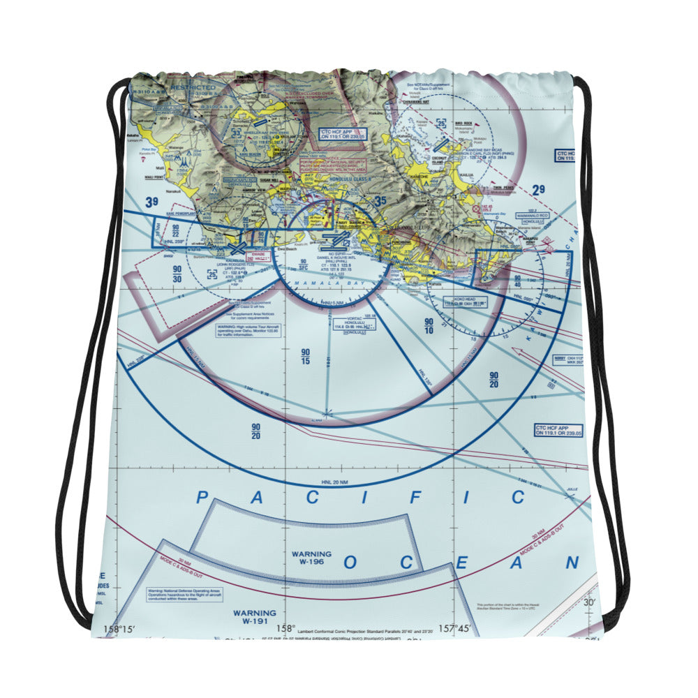 Honolulu Airport Sectional Chart drawstring bag