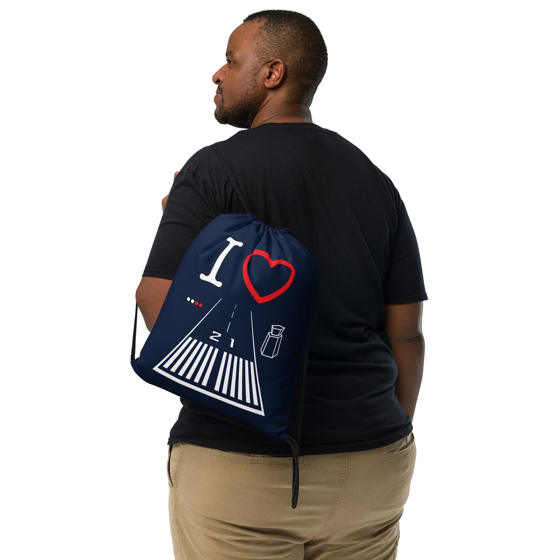 Santa Monica Airport Runway 21 / 3 drawstring bag (navy)