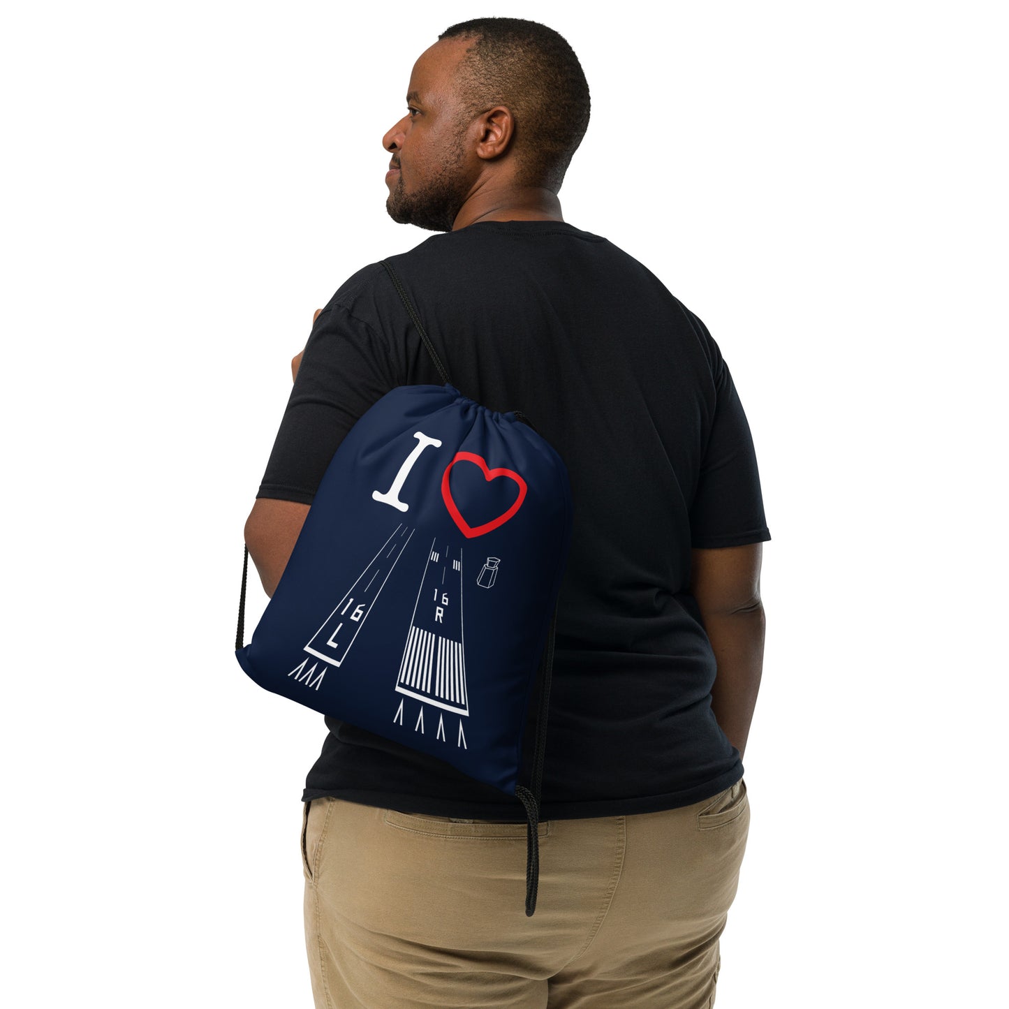 Van Nuys Airport Runways 16L - 16R / 34L - 34R - drawstring bag (navy)