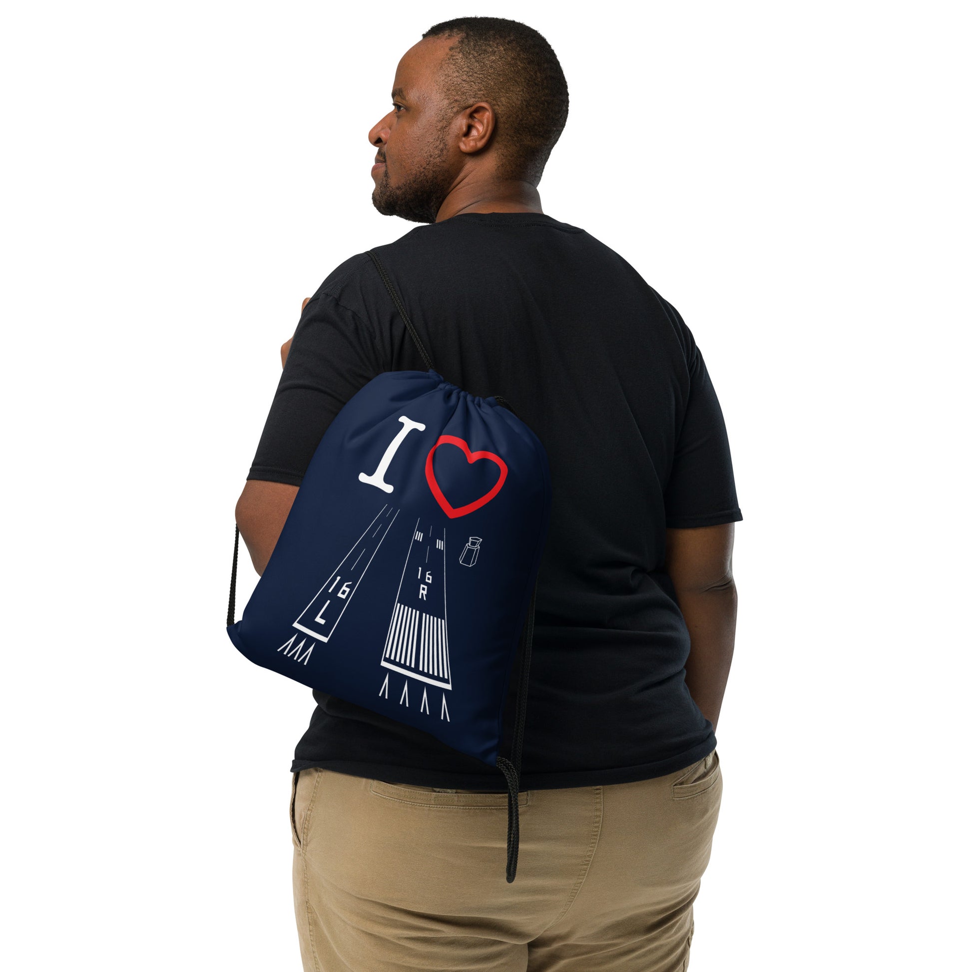Van Nuys Airport Runways 16L - 16R / 34L - 34R - drawstring bag (navy)