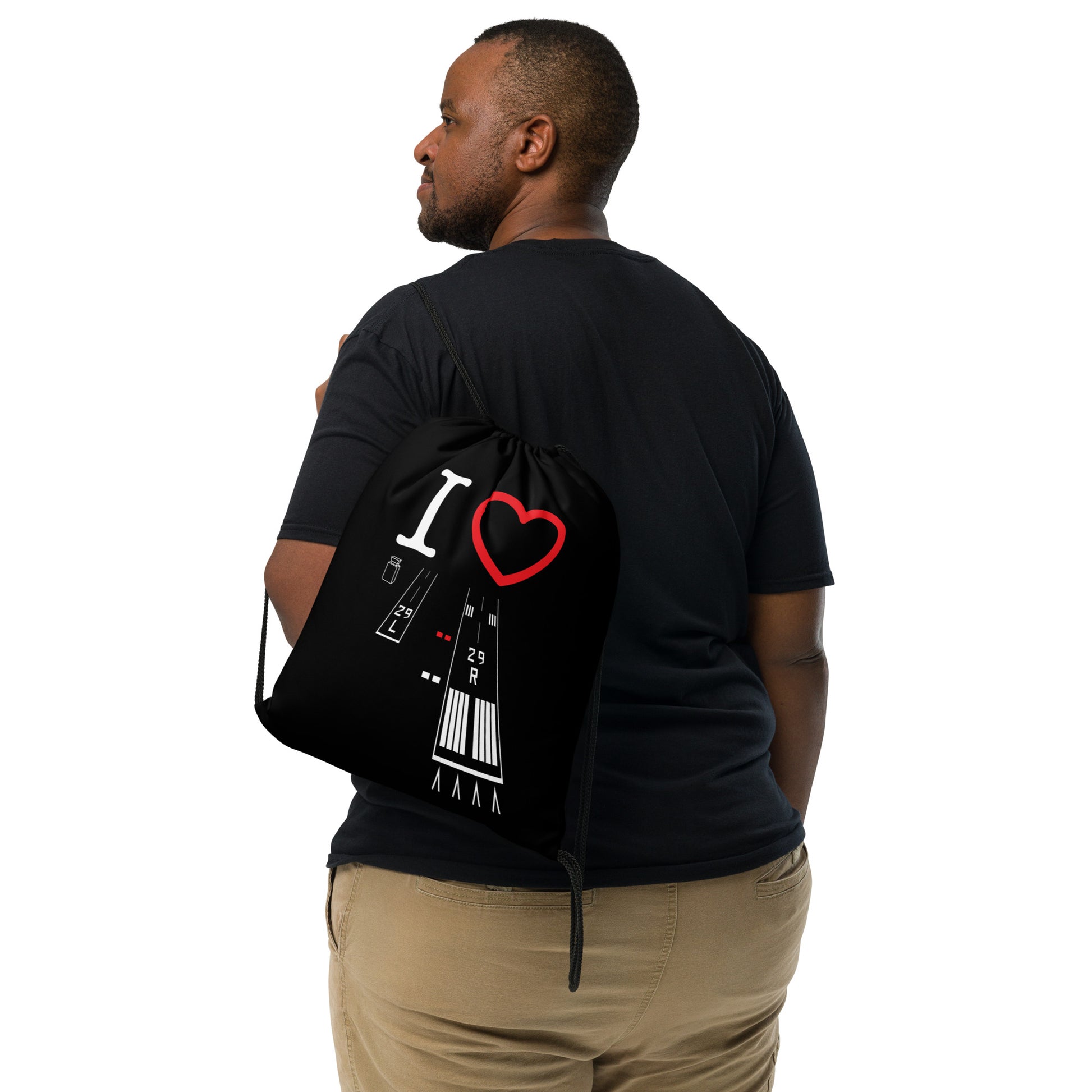 Torrance Airport Runways 29L - 29R / 11L - 11R drawstring bag (black)