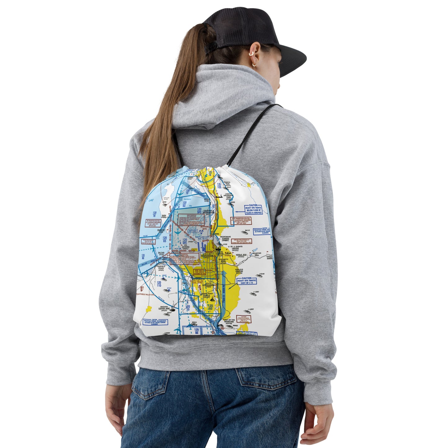 Salt Lake City Flyway Chart drawstring bag