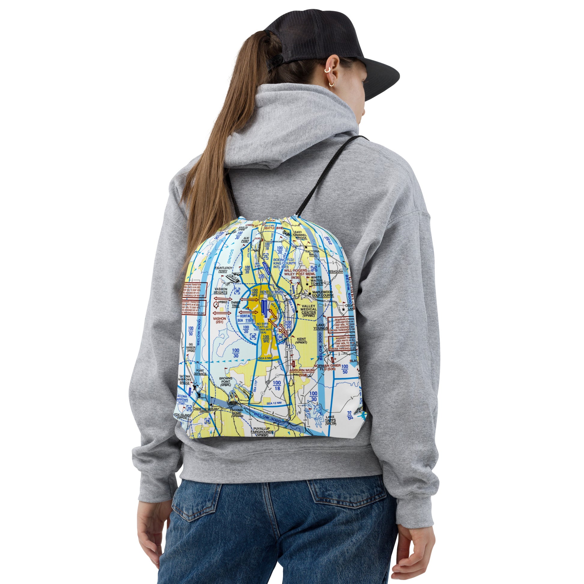 Seattle Flyway Chart drawstring bag