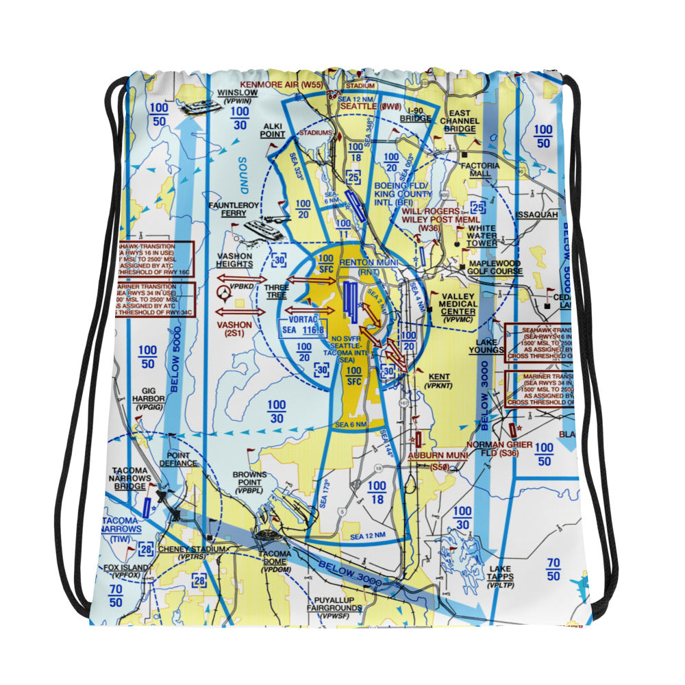 Seattle Flyway Chart drawstring bag