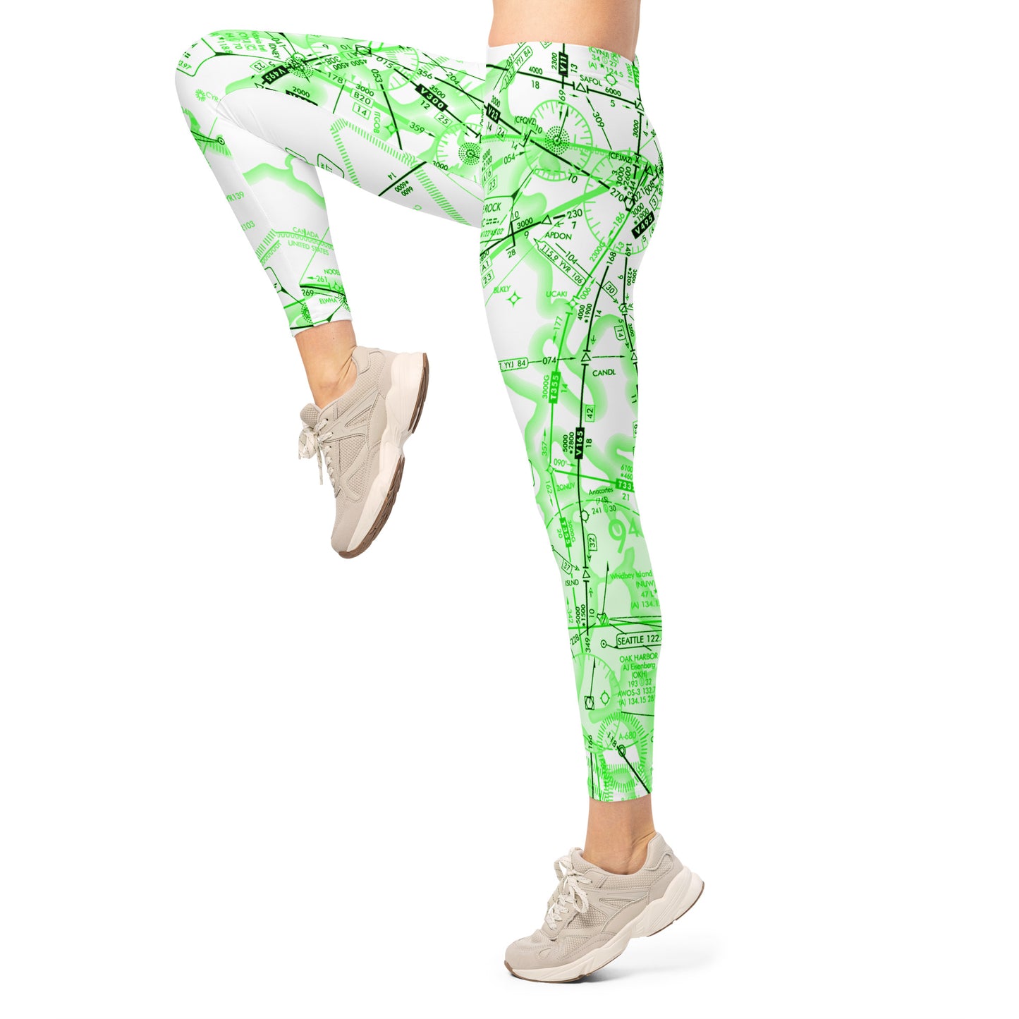 Enroute Low Altitude (ELUS1) Chart leggings (green&white)