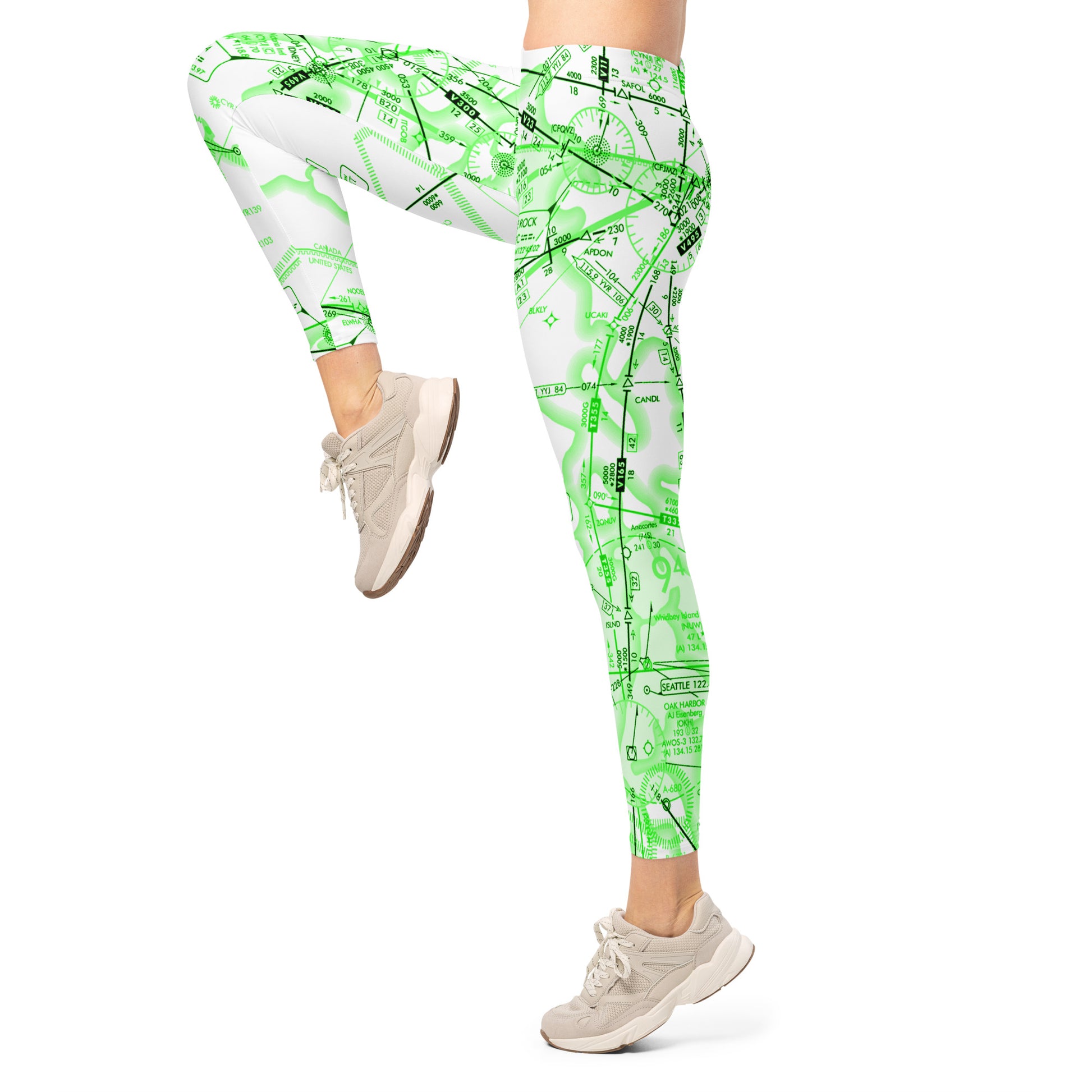 Enroute Low Altitude (ELUS1) Chart leggings (green&white)