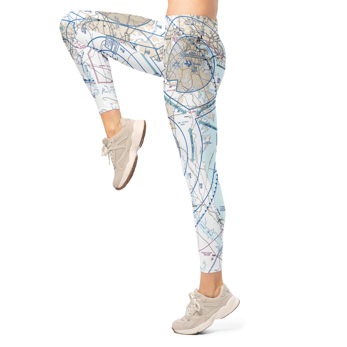 Baltimore-Washington Flyway Chart leggings