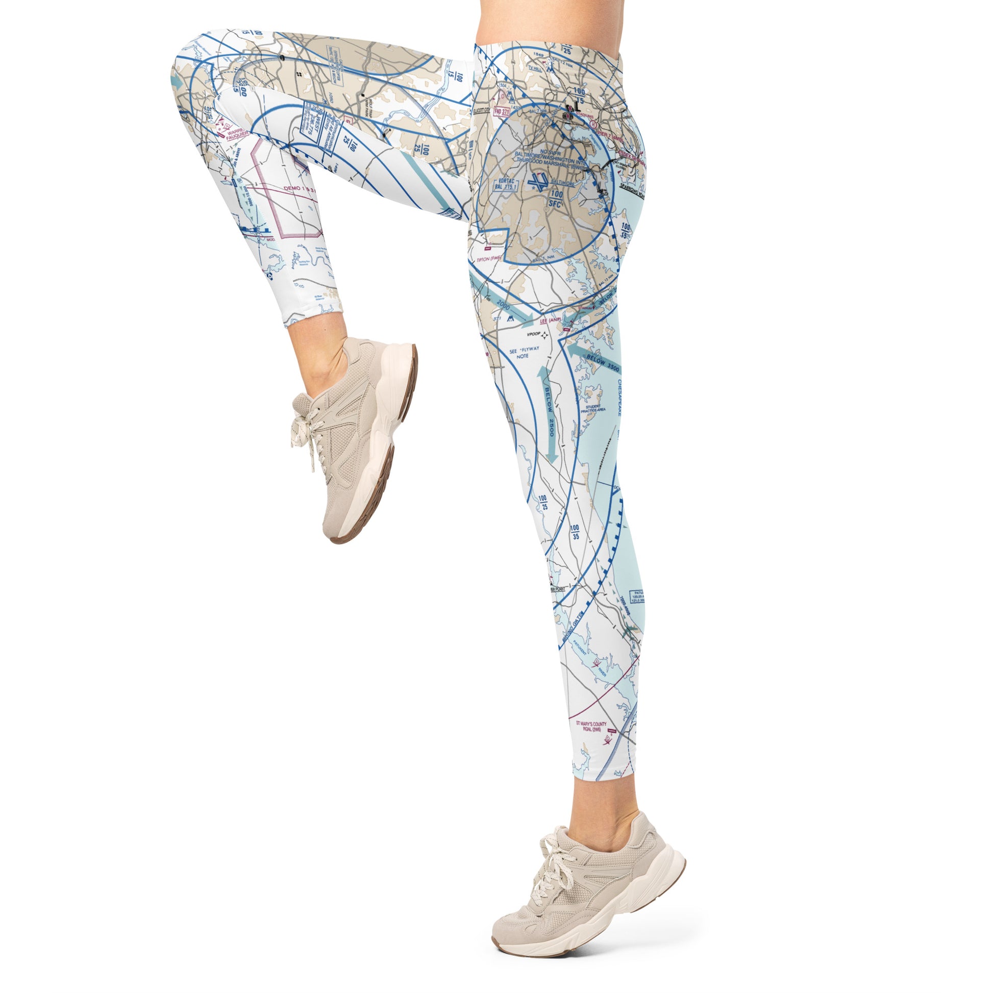 Baltimore-Washington Flyway Chart leggings