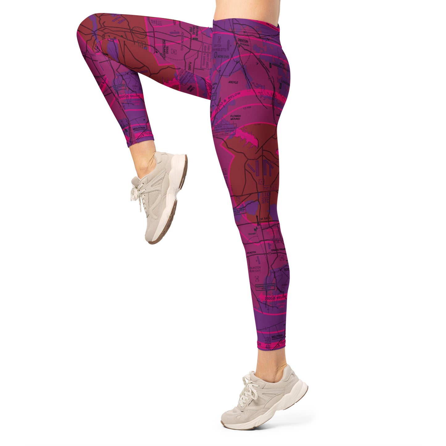 Dallas - Ft. Worth Flyway Chart leggings (purple)