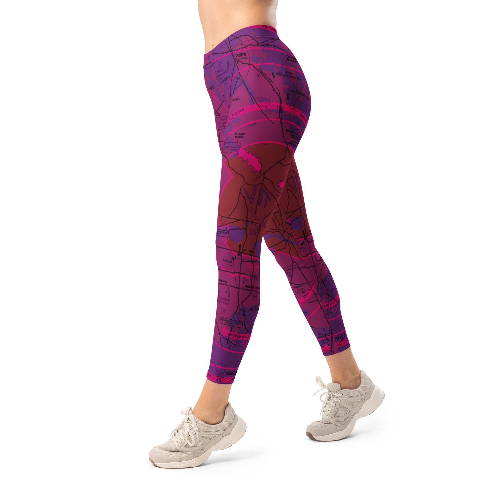 Dallas - Ft. Worth Flyway Chart leggings (purple)