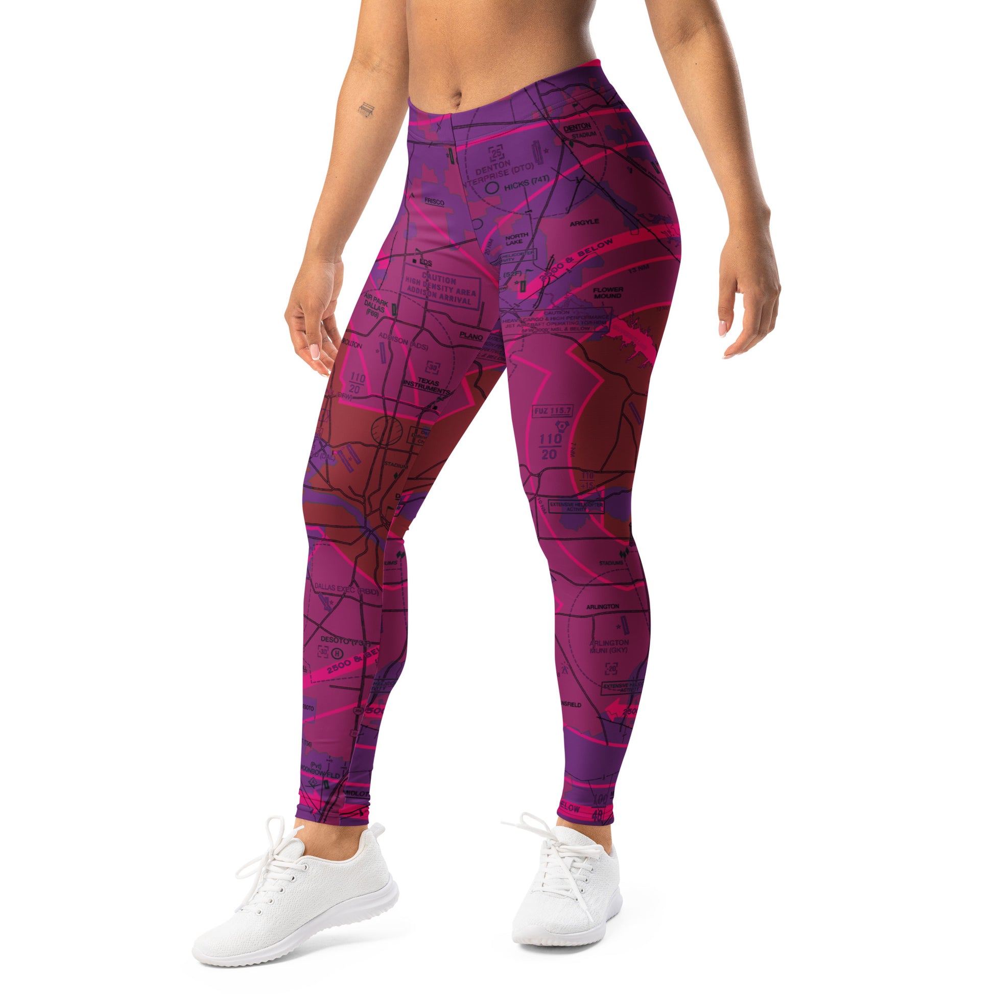 Dallas - Ft. Worth Flyway Chart leggings (purple)