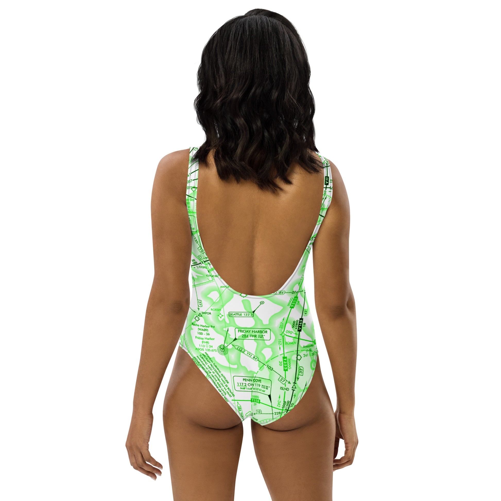 Enroute Low Altitude (ELUS1) Chart - one-piece swimsuit (green&white)