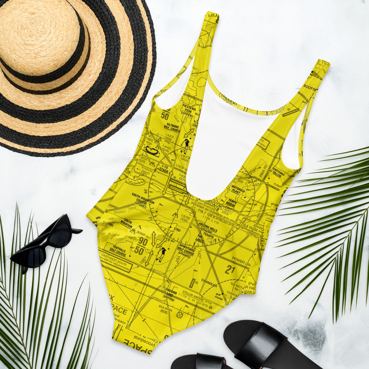 Phoenix TAC Chart one-piece swimsuit (yellow)