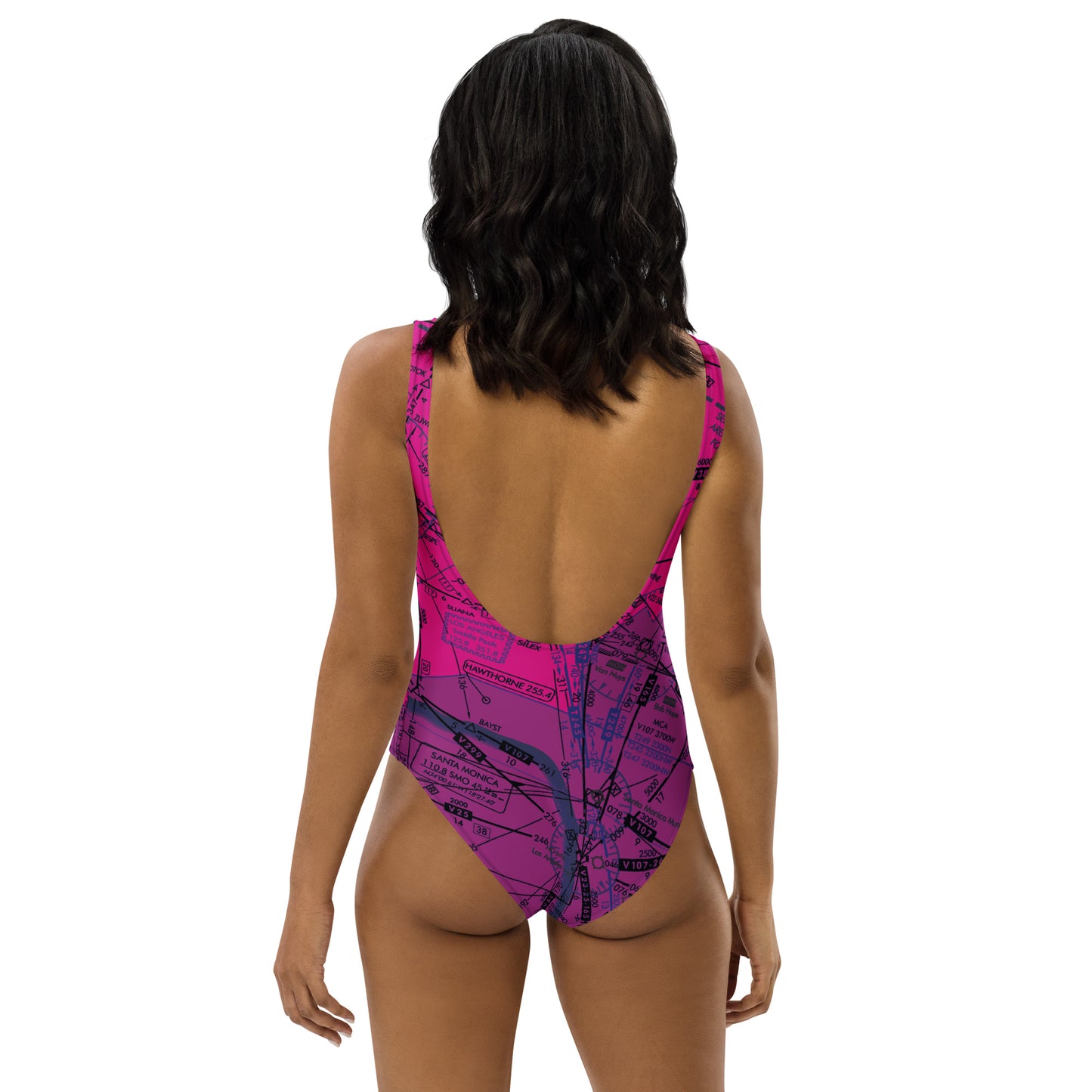 Enroute Low Altitude Chart one-piece swimsuit (ELUS3/pink)