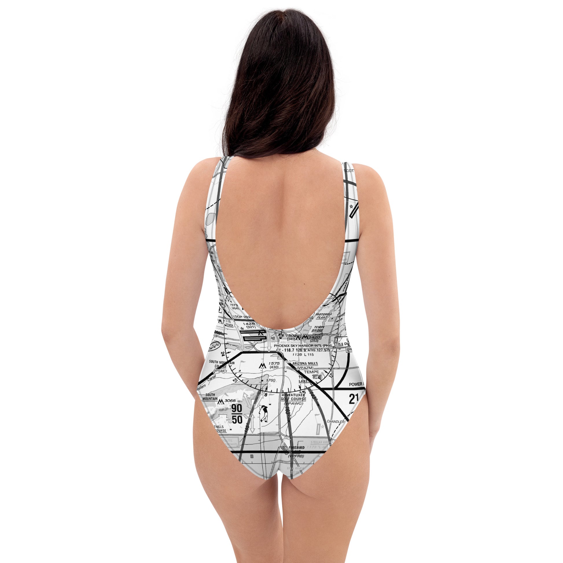 Phoenix TAC Chart one-piece swimsuit (b&w)