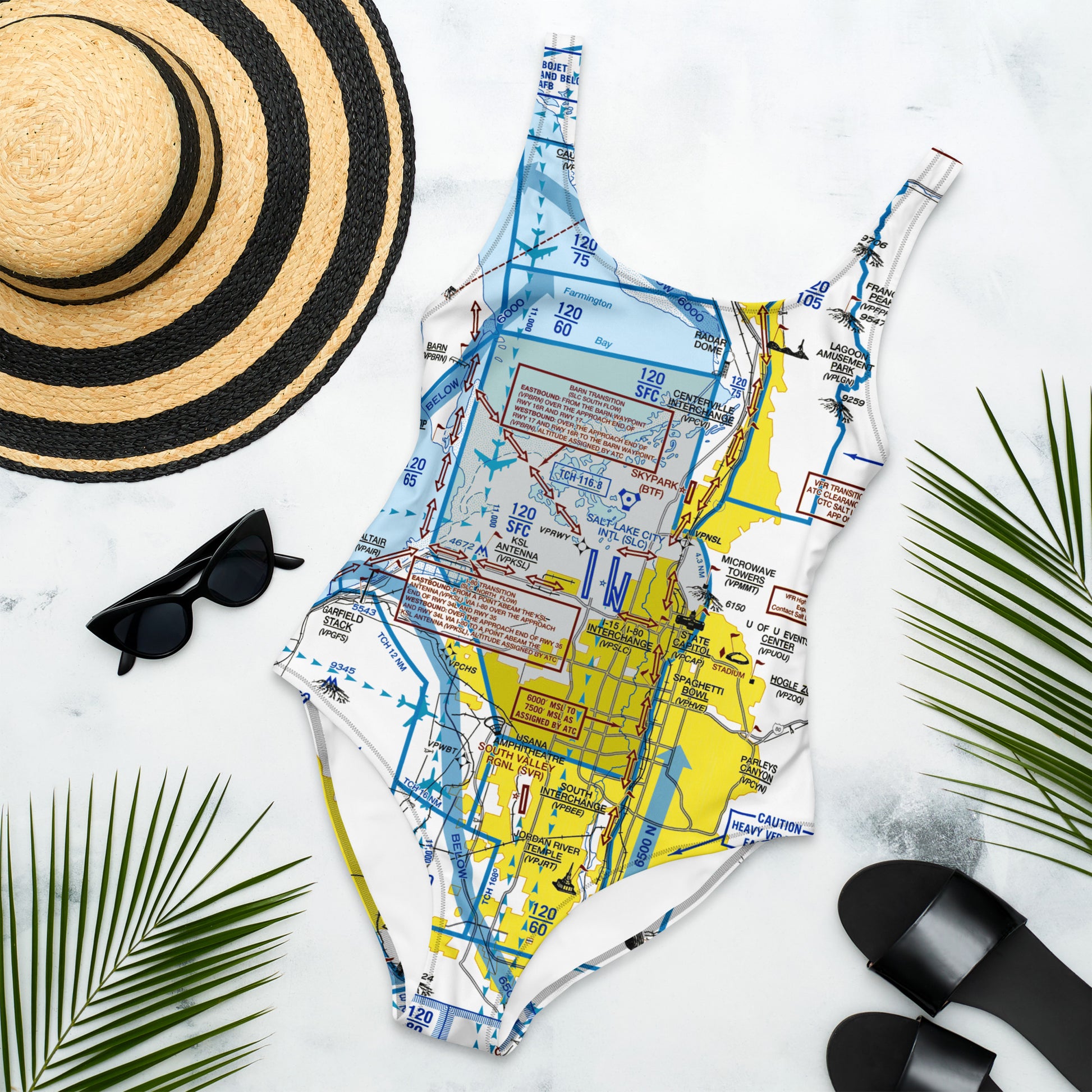 Salt Lake City Flyway Chart - one-piece swimsuit