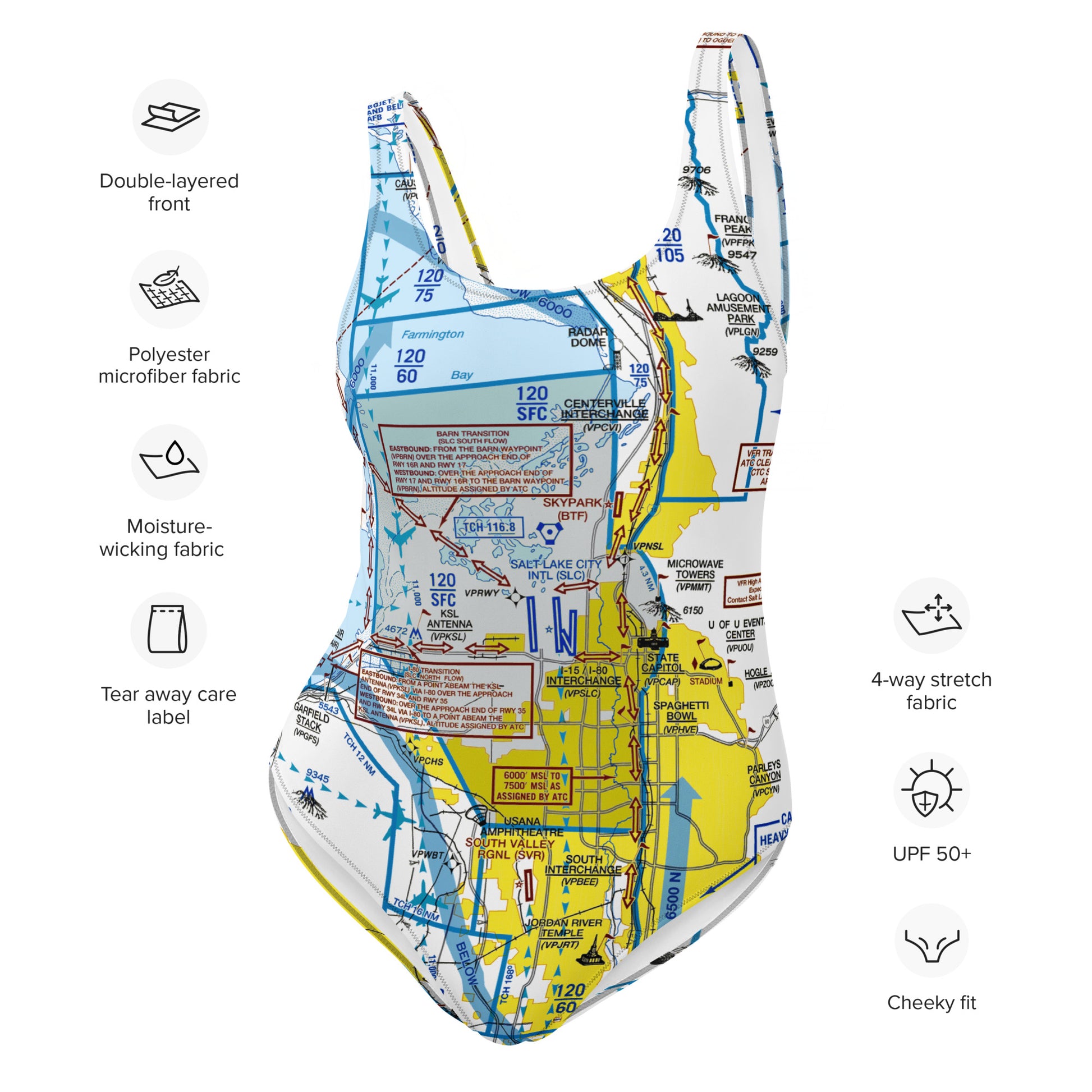 Salt Lake City Flyway Chart - one-piece swimsuit