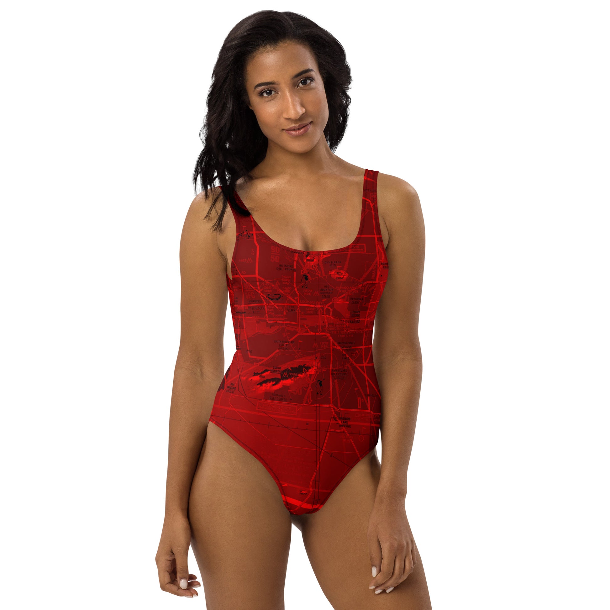Phoenix TAC Chart one-piece swimsuit (red)