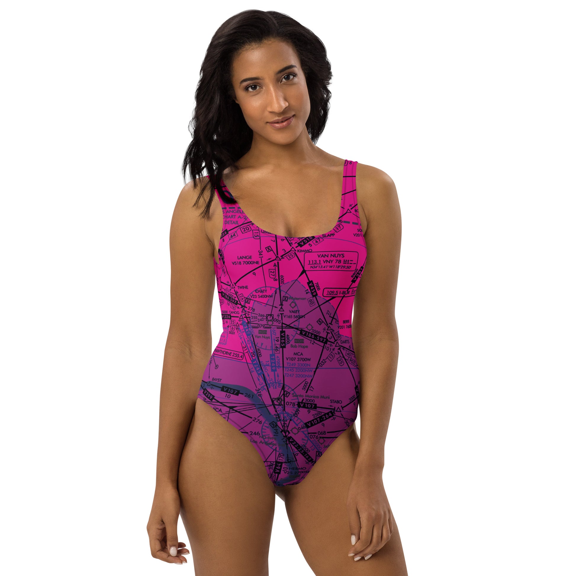 Enroute Low Altitude Chart one-piece swimsuit (ELUS3/pink)
