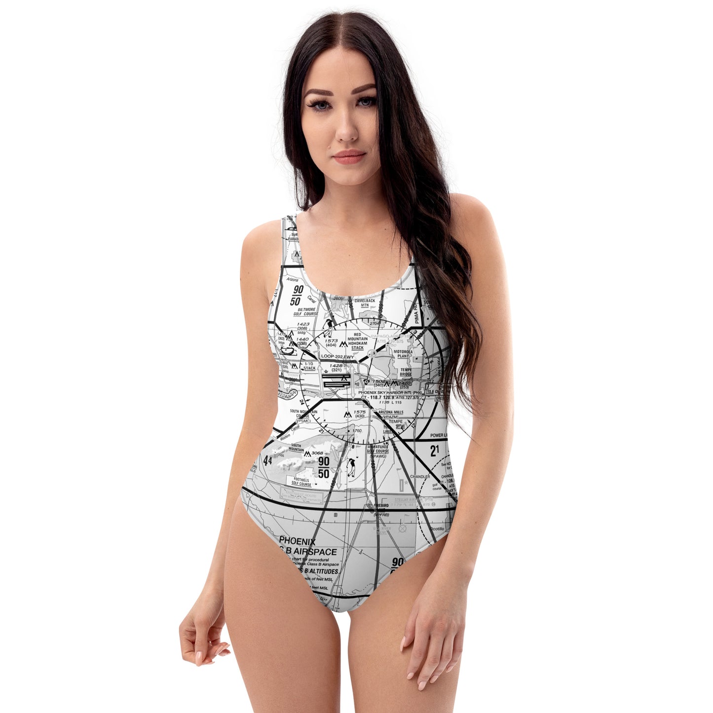 Phoenix TAC Chart one-piece swimsuit (b&w)
