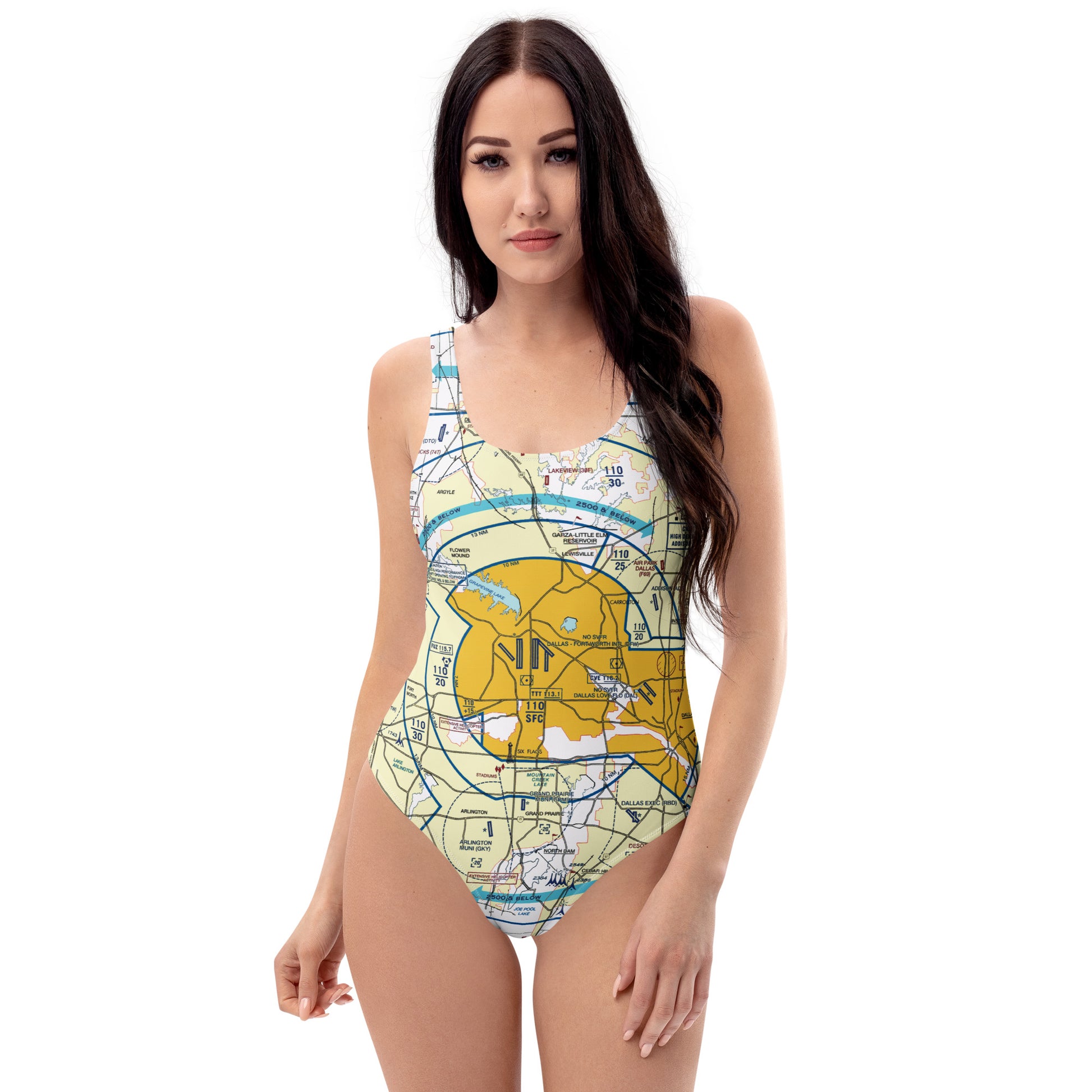 Dallas - Ft. Worth Flyway Chart one-piece swimsuit