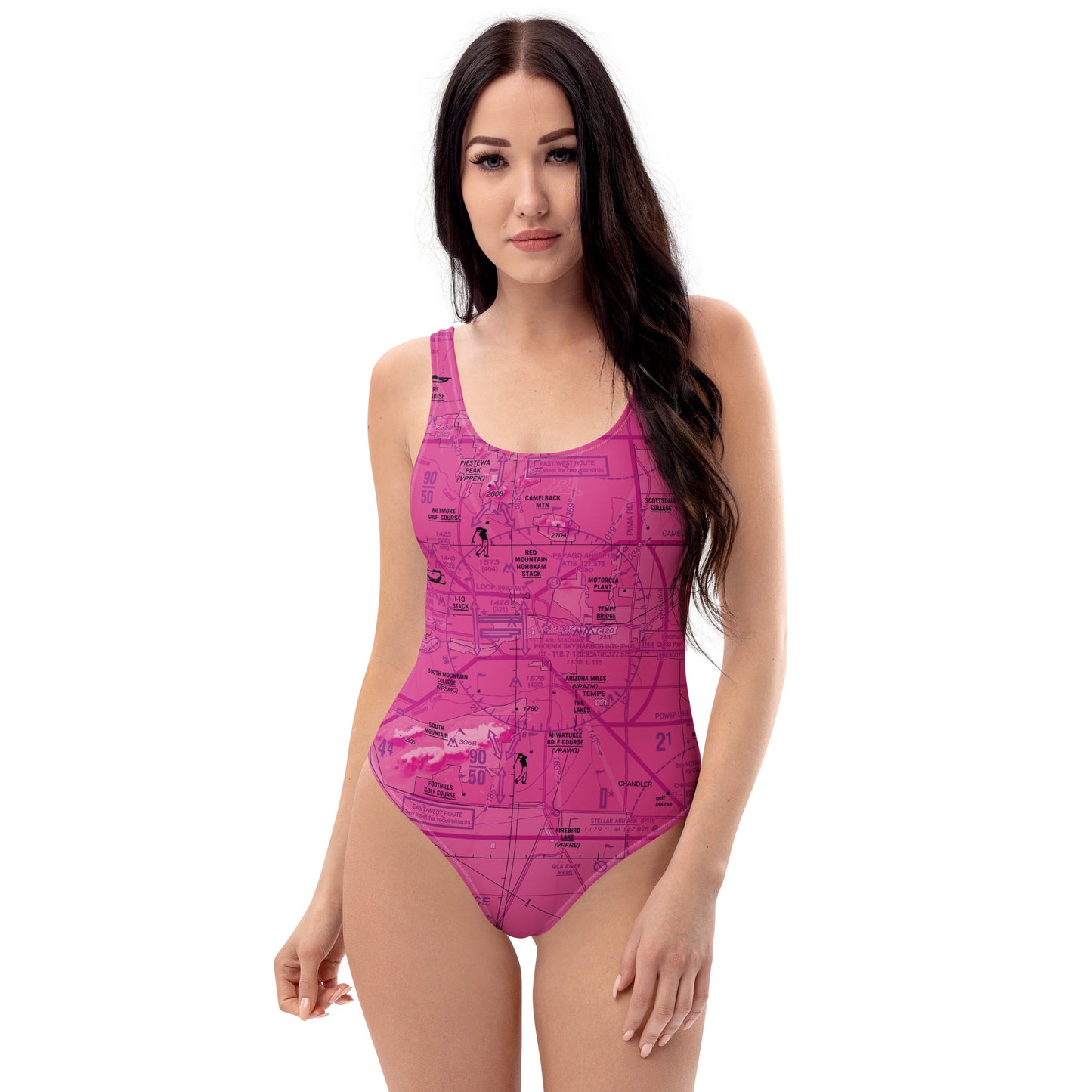 Phoenix TAC Chart one-piece swimsuit (pink)
