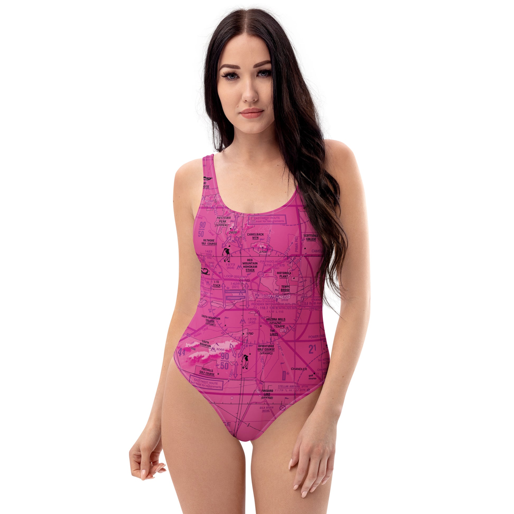 Phoenix TAC Chart one-piece swimsuit (pink)