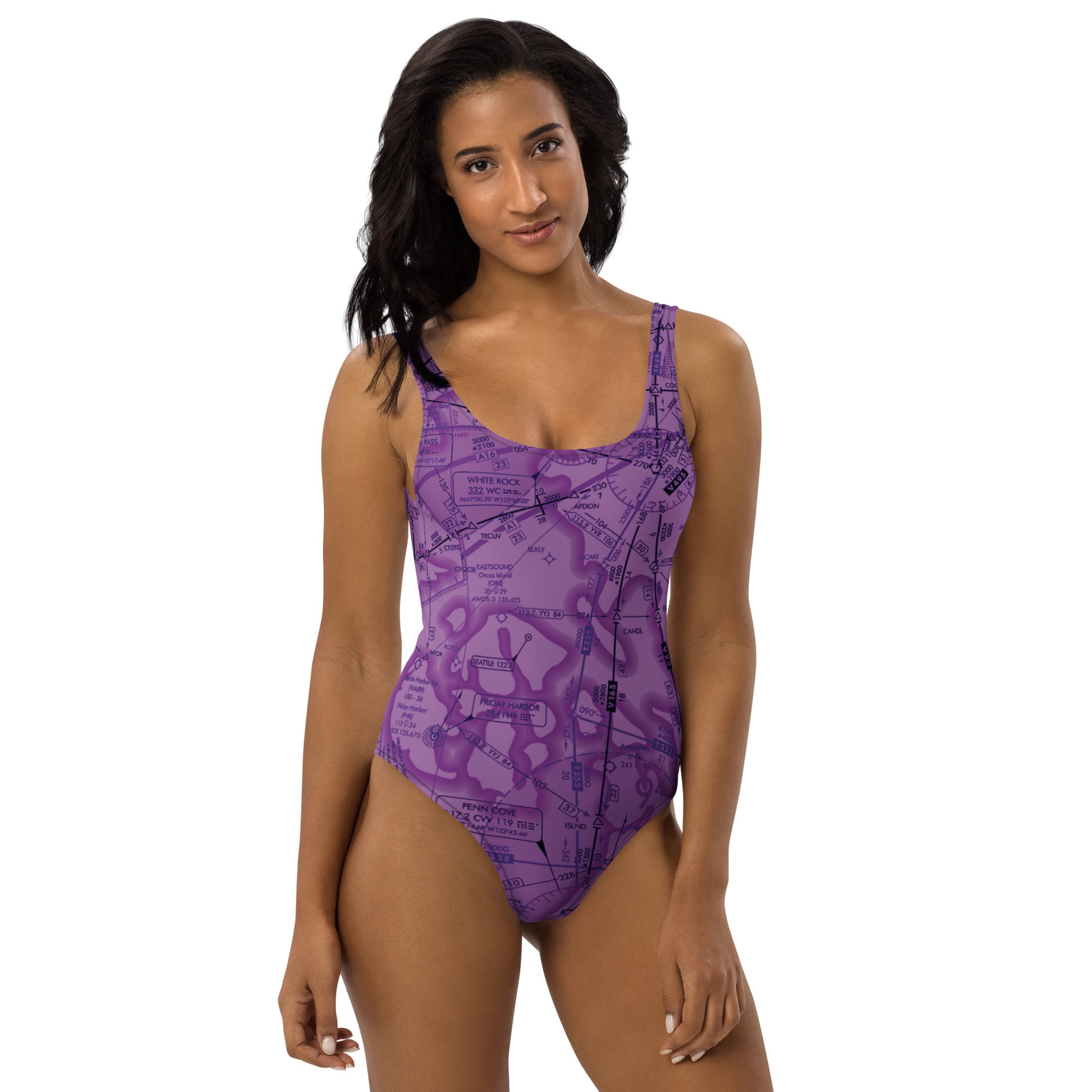 Enroute Low Altitude Chart one-piece swimsuit (ELUS1/purple)