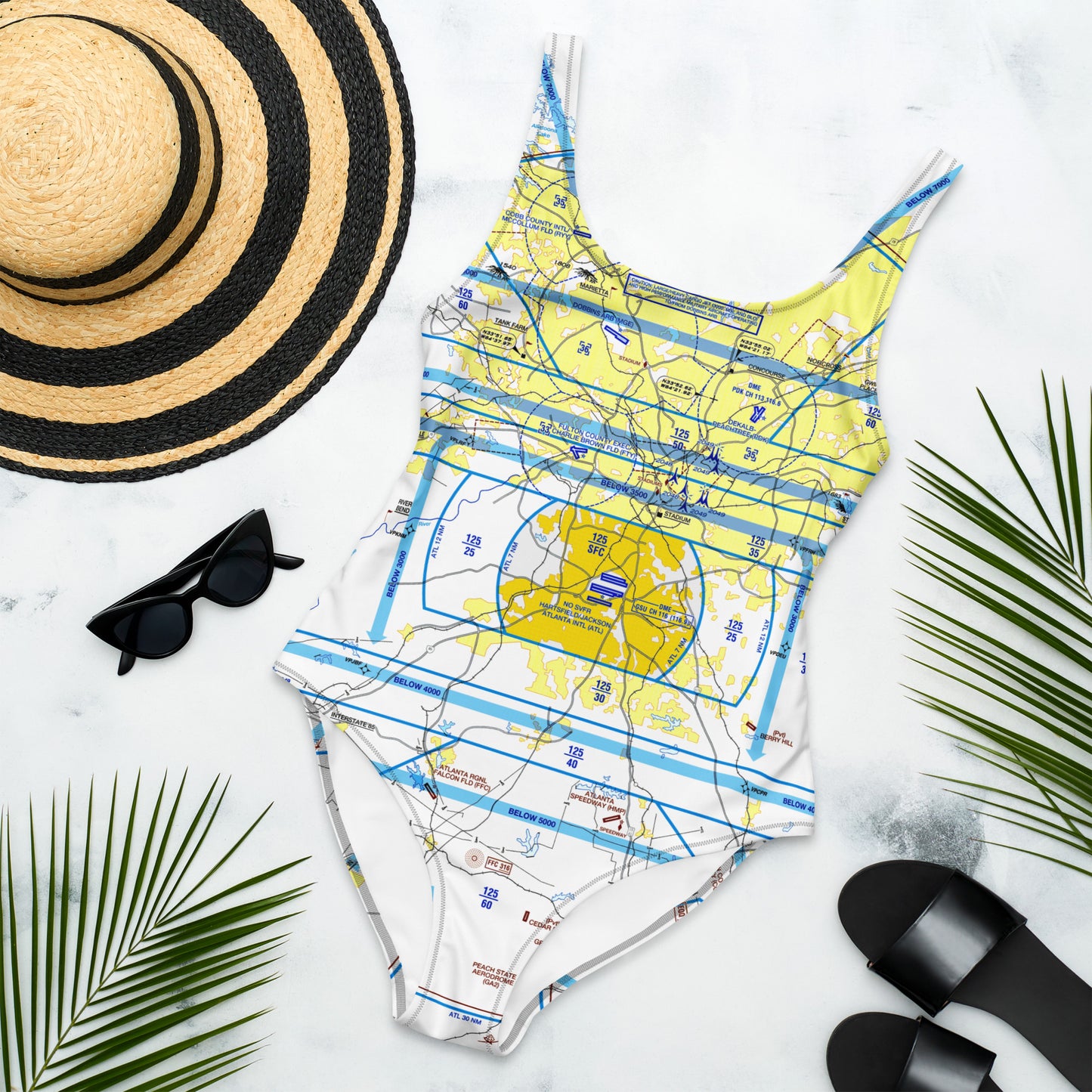Atlanta Flyway Chart one-piece swimsuit