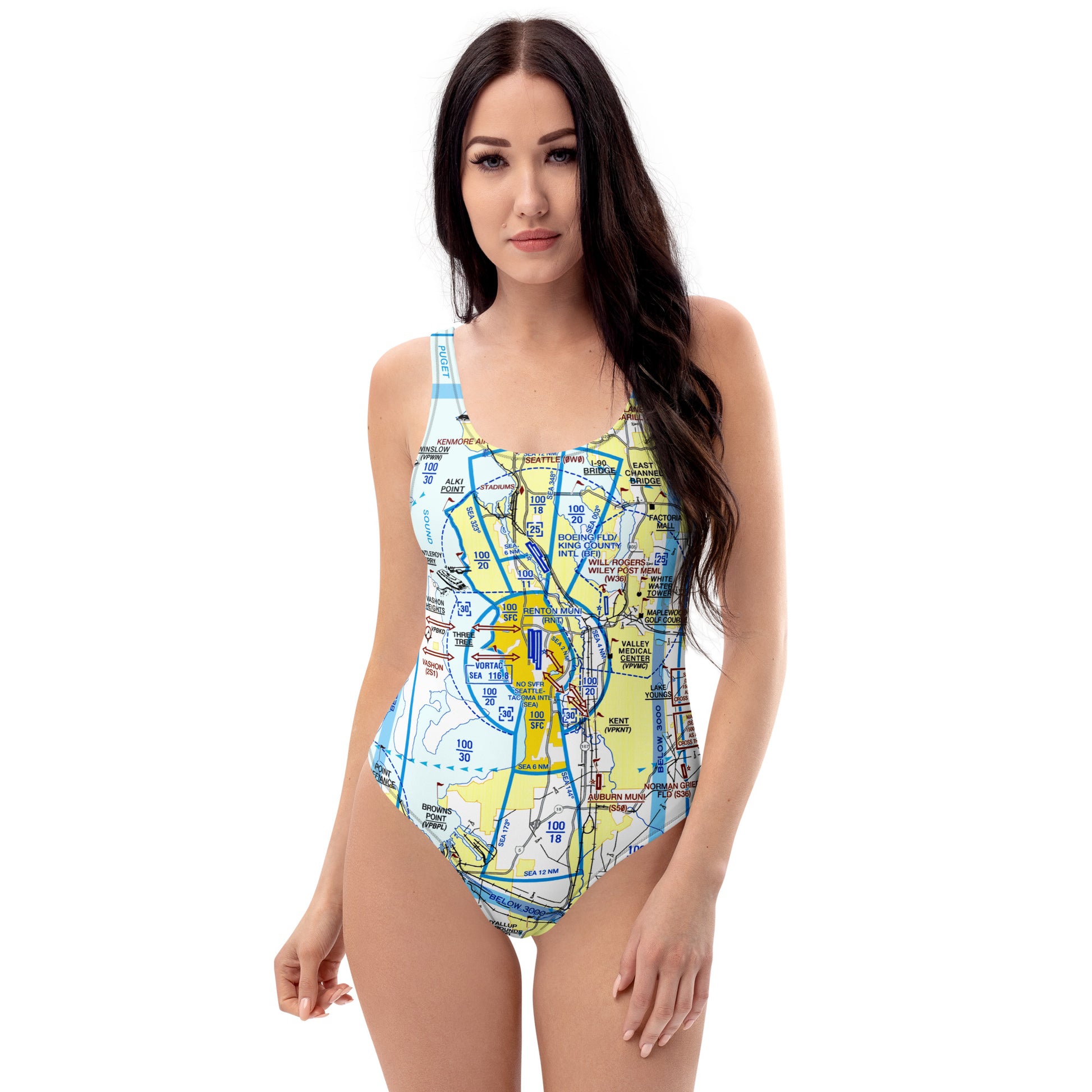 Seattle Flyway Chart one-piece swimsuit