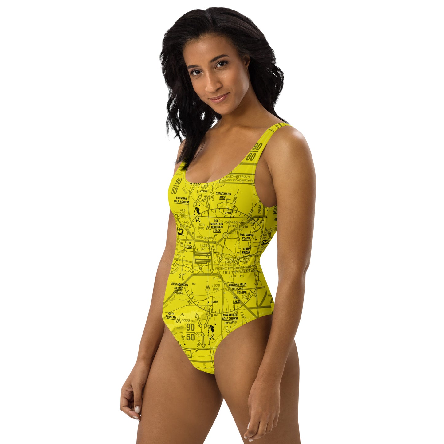 Phoenix TAC Chart one-piece swimsuit (yellow)