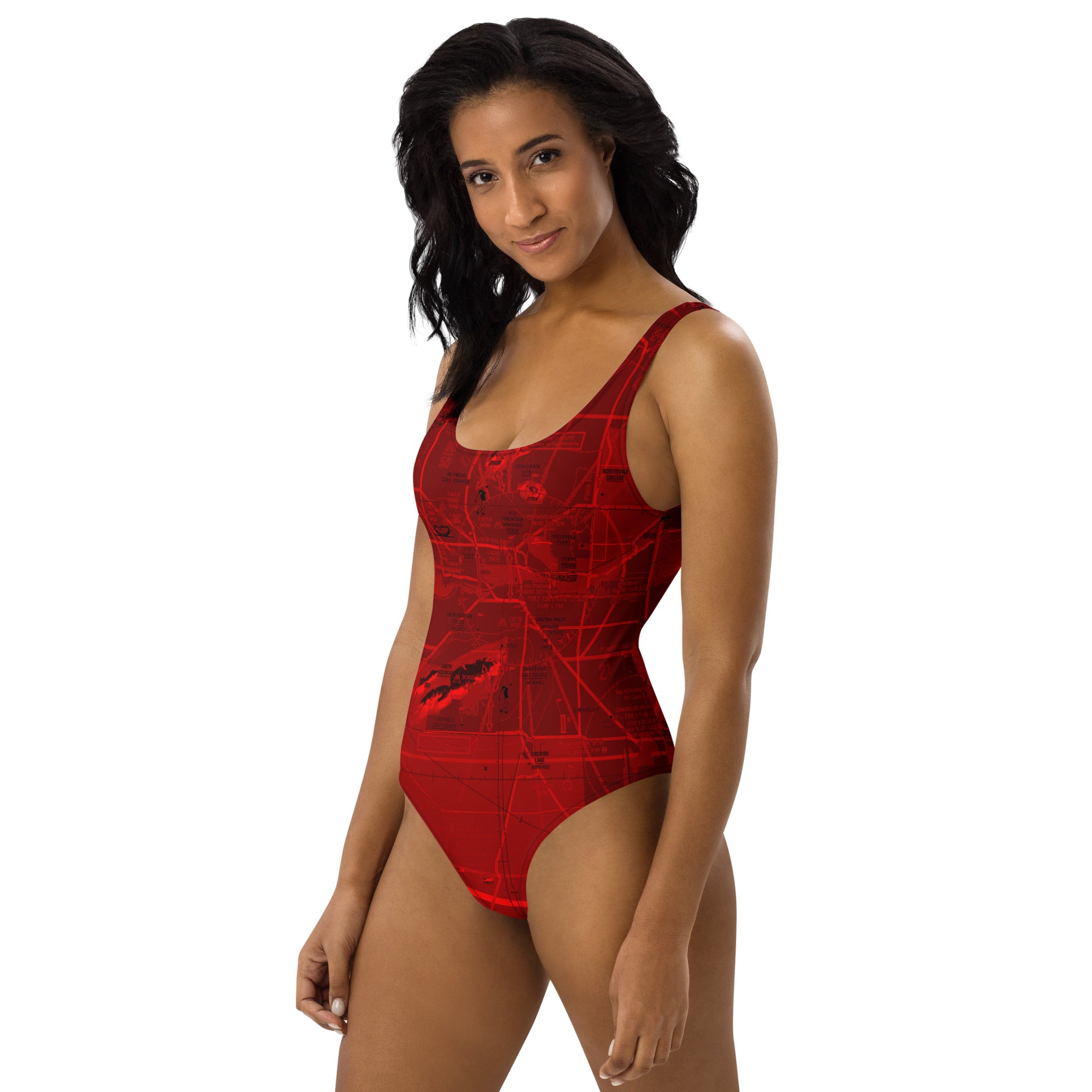 Phoenix TAC Chart one-piece swimsuit (red)