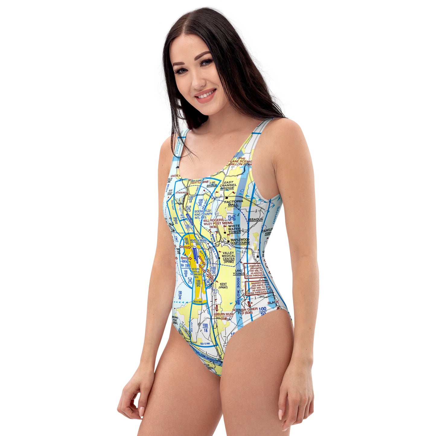 Seattle Flyway Chart one-piece swimsuit