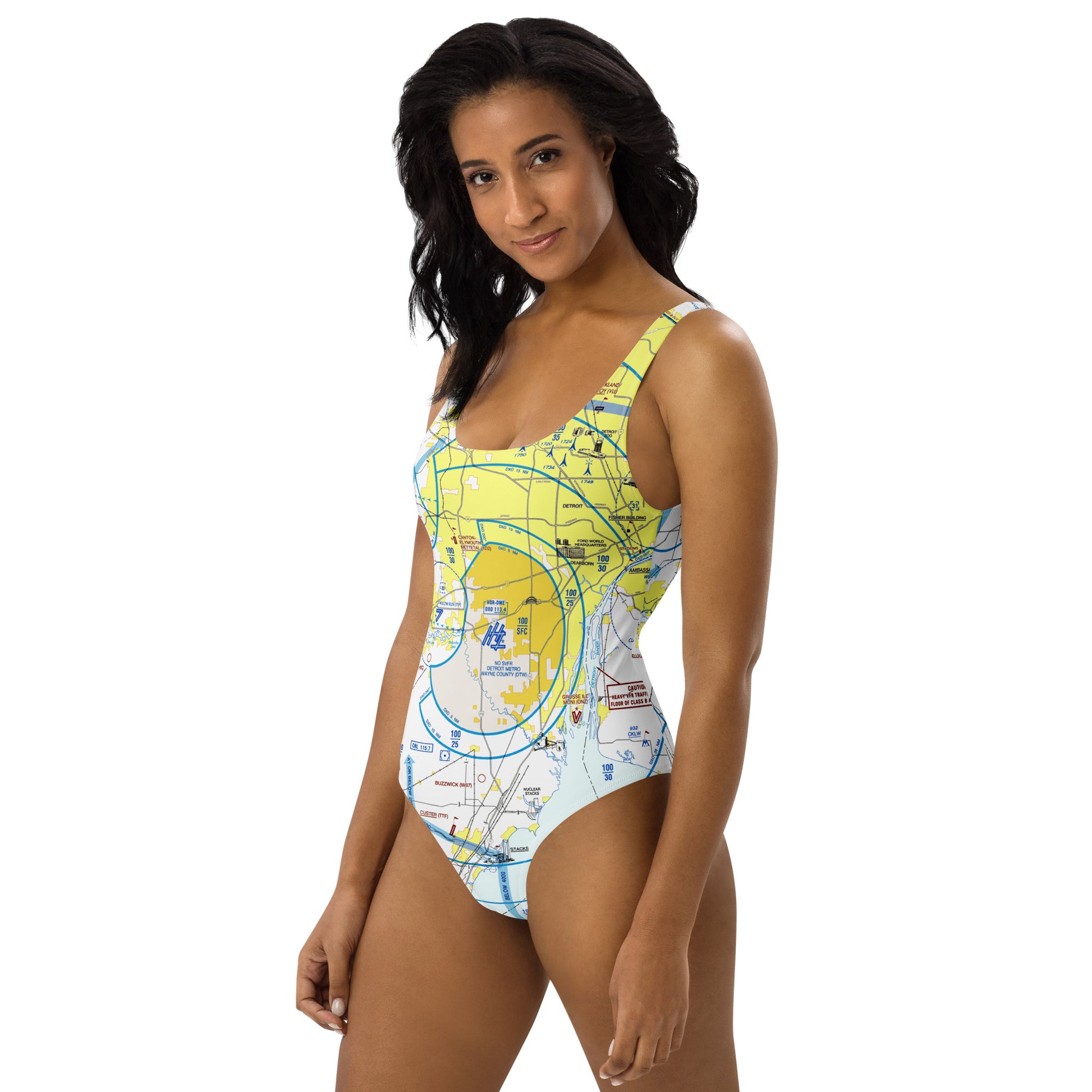 Detroit Flyway Chart one-piece swimsuit