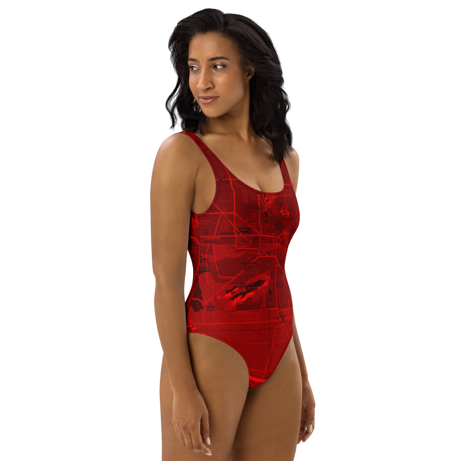 Phoenix TAC Chart one-piece swimsuit (red)