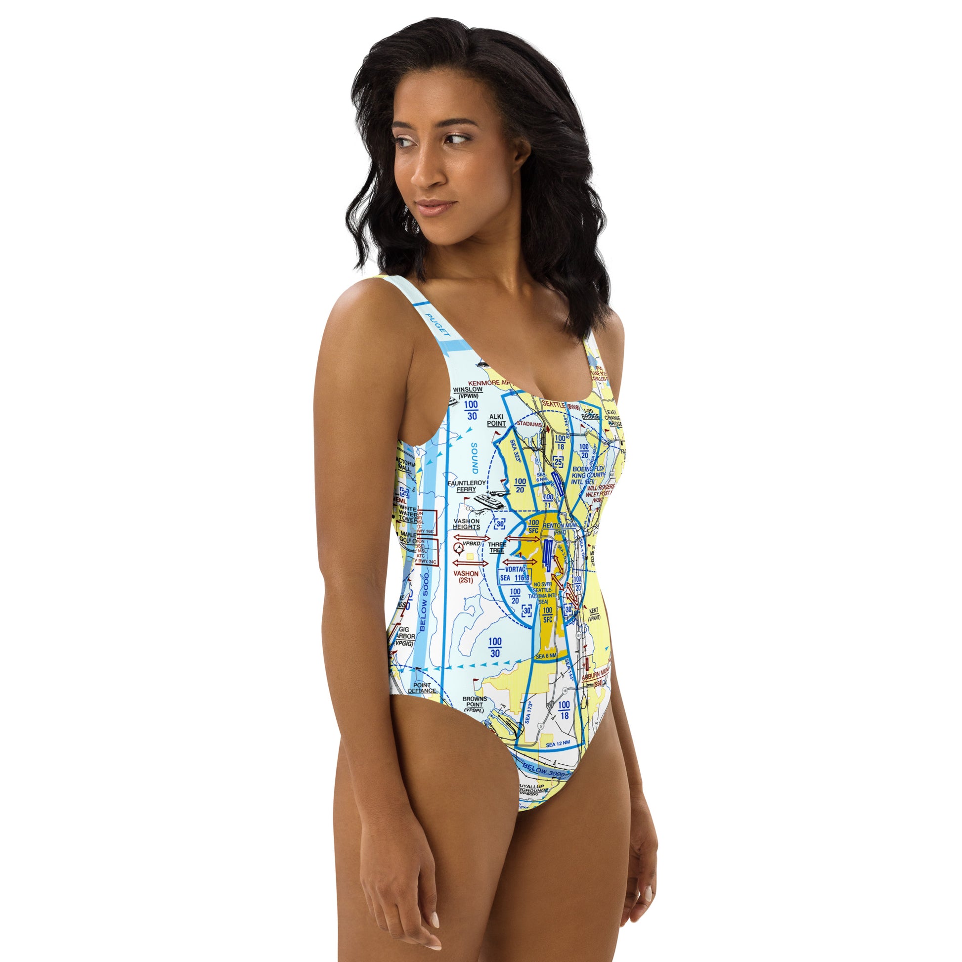 Seattle Flyway Chart one-piece swimsuit