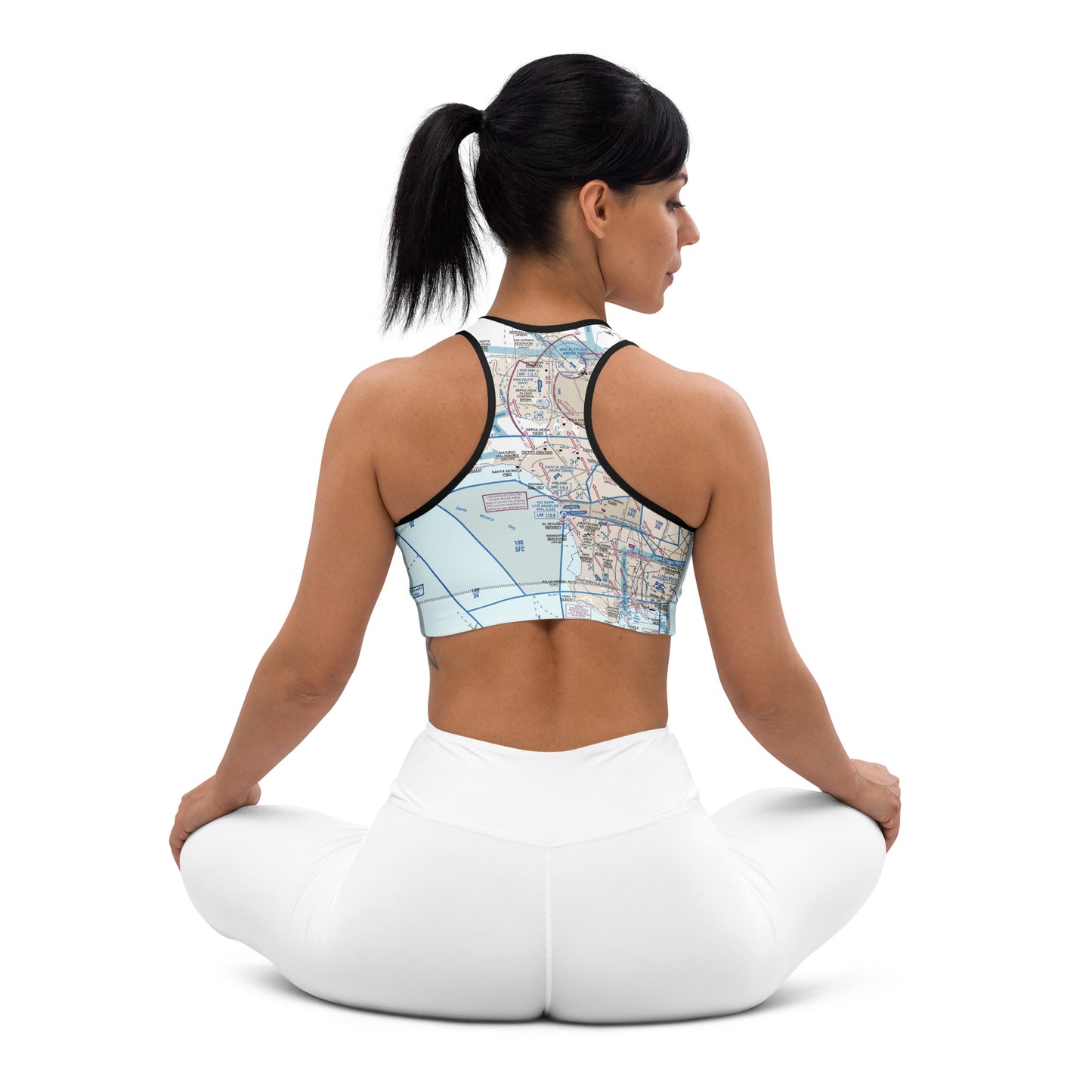 Aeronautical Chart padded sports bra (LAX Flyway Chart)