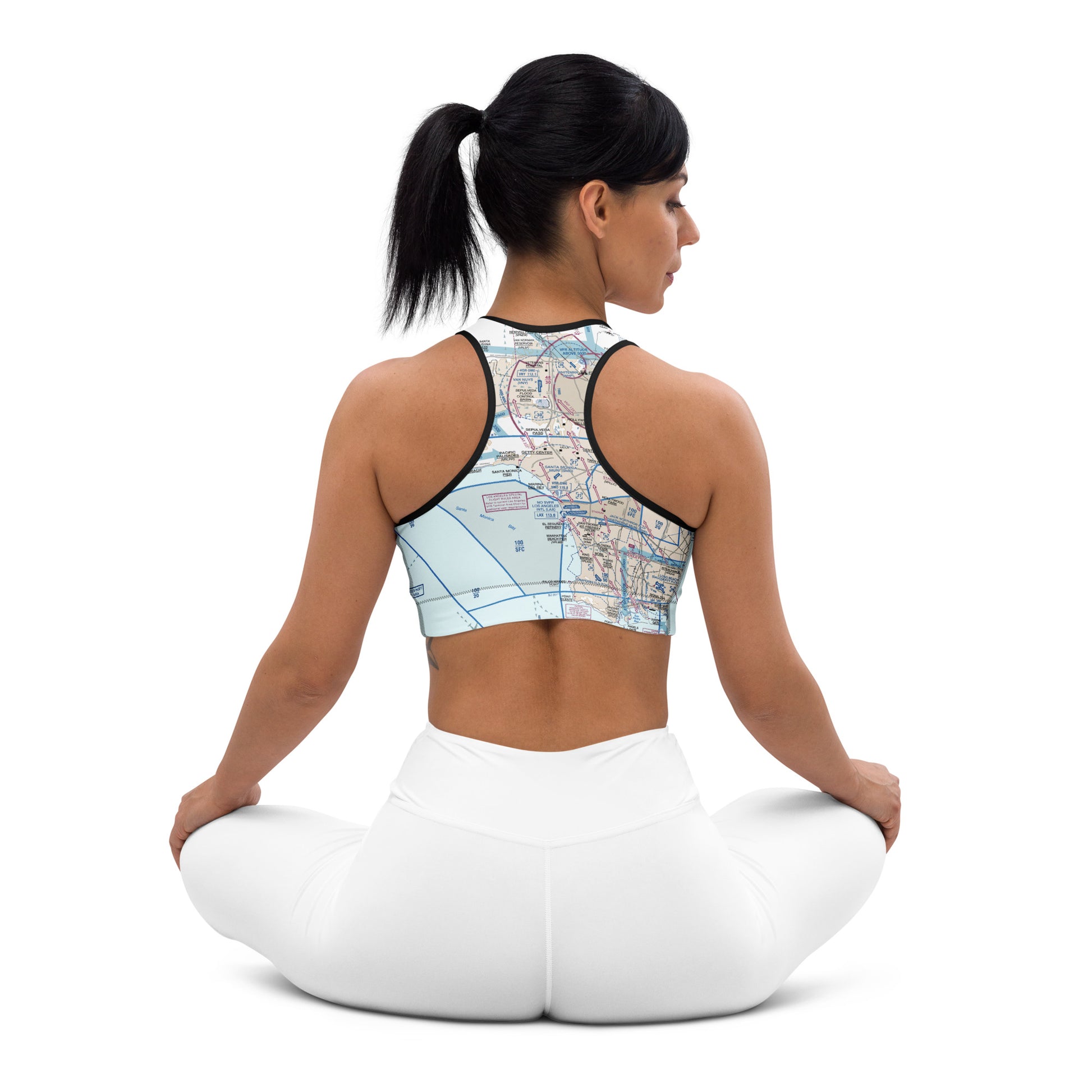 Aeronautical Chart padded sports bra (LAX Flyway Chart)