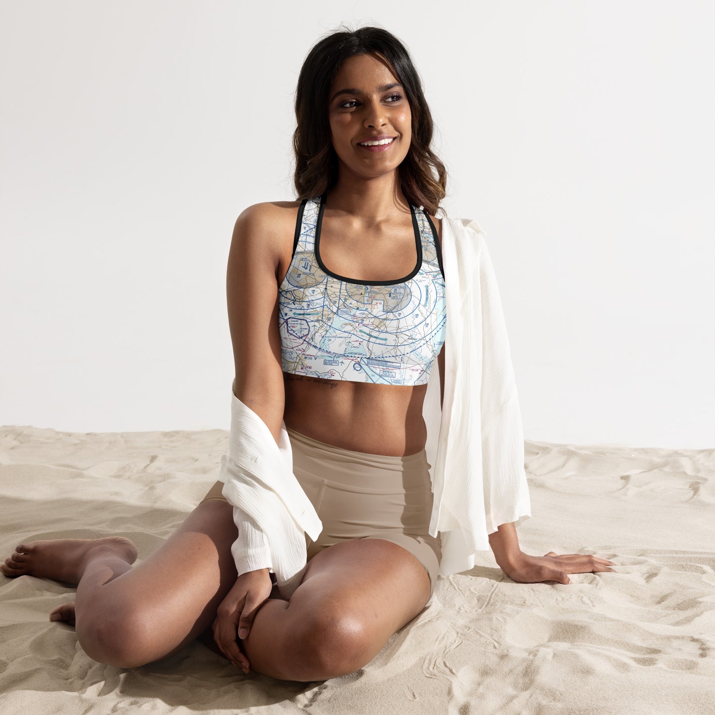 Aeronautical Chart padded sports bra (BWI Flyway Chart)
