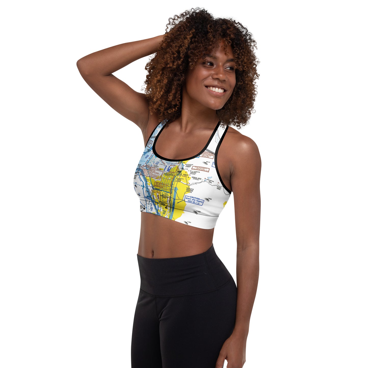 Aeronautical Chart padded sports bra (SLC Flyway Chart)