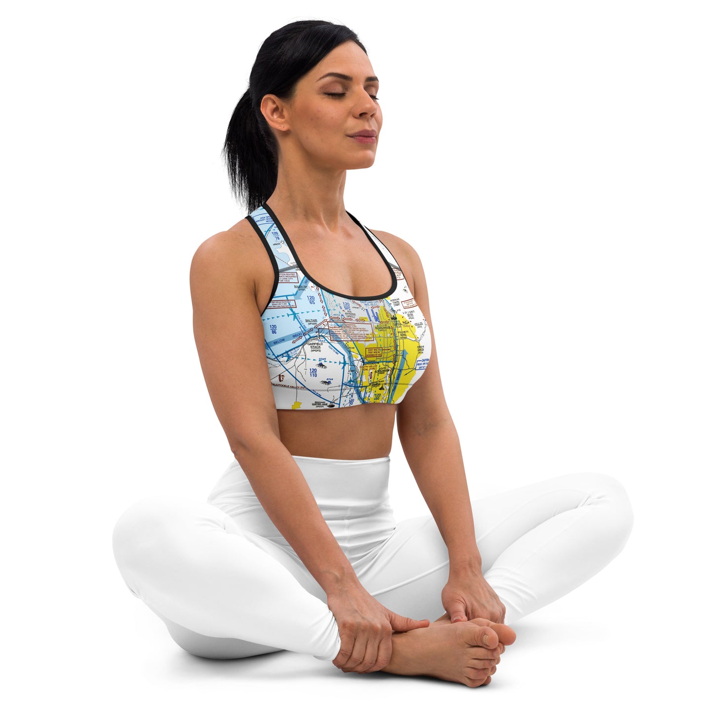 Aeronautical Chart padded sports bra (SLC Flyway Chart)