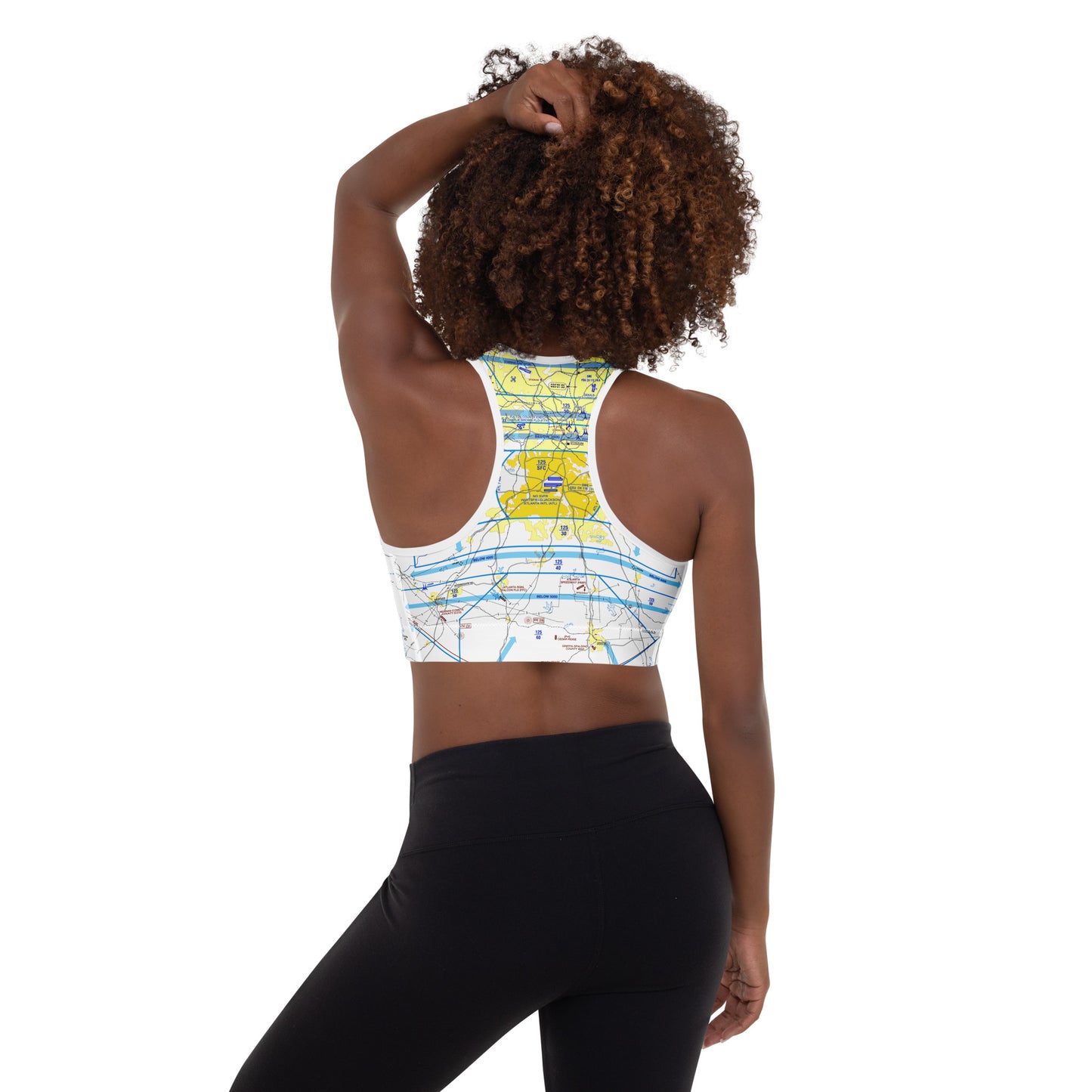 Aeronautical Chart Padded Sports Bra (ATL Flyway Chart)