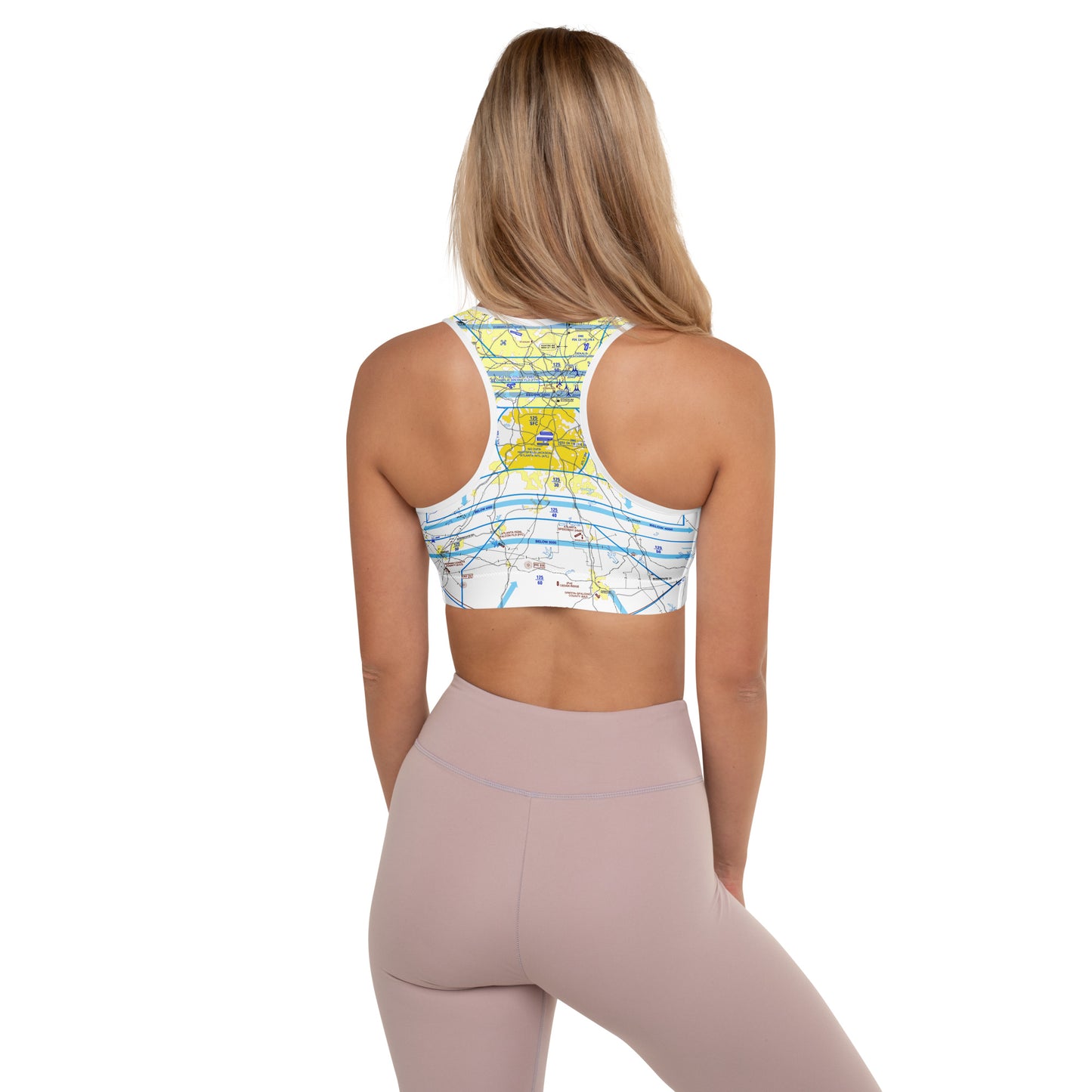 Aeronautical Chart Padded Sports Bra (ATL Flyway Chart)