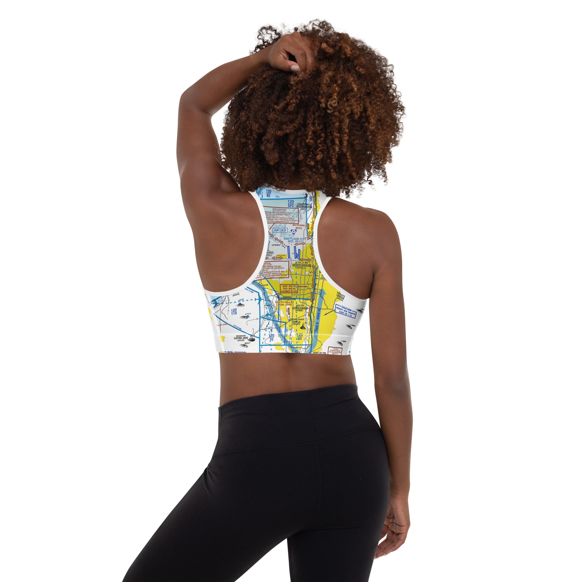 Aeronautical Chart padded sports bra (SLC Flyway Chart)