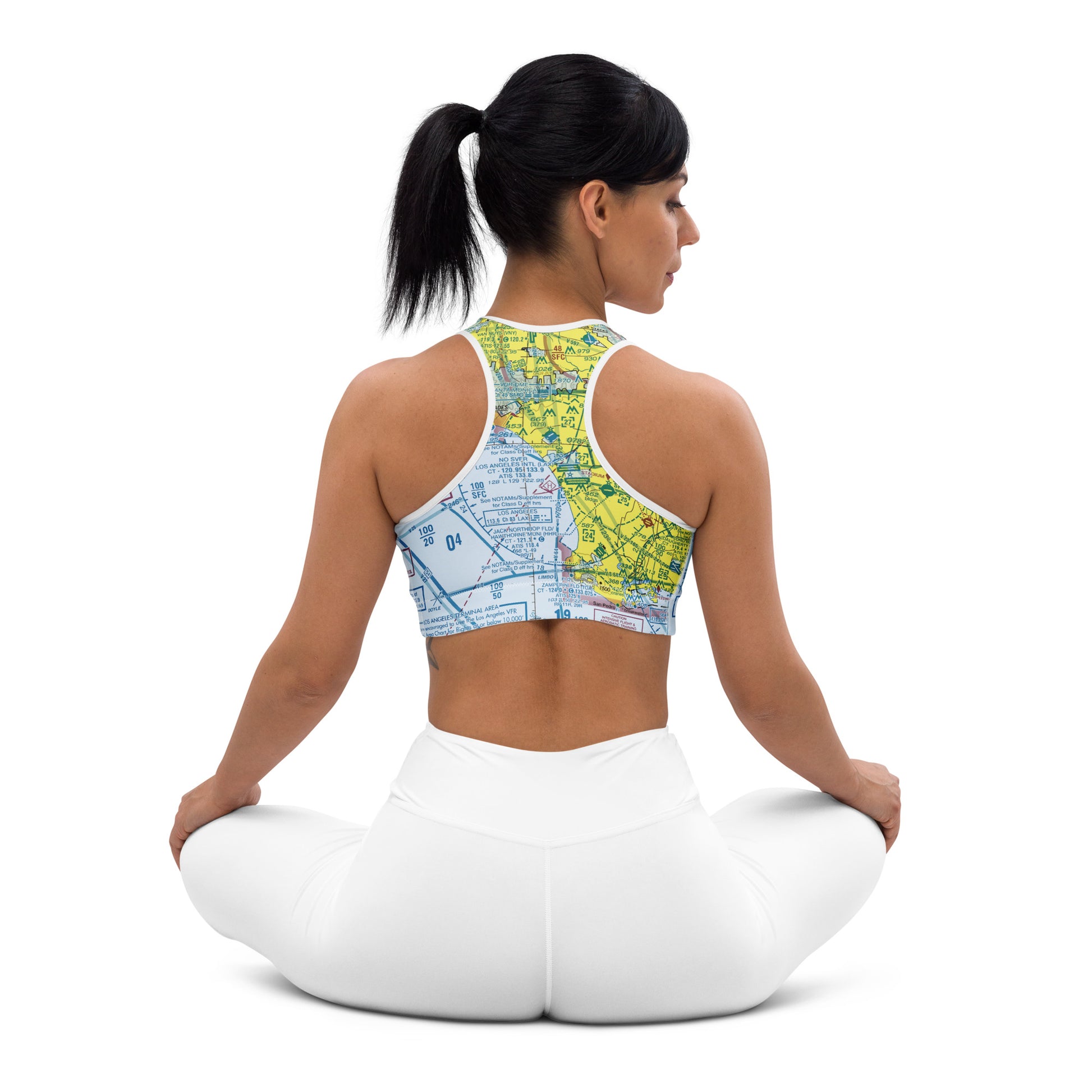 Aeronautical Chart padded sports bra (LAX TAC Chart)